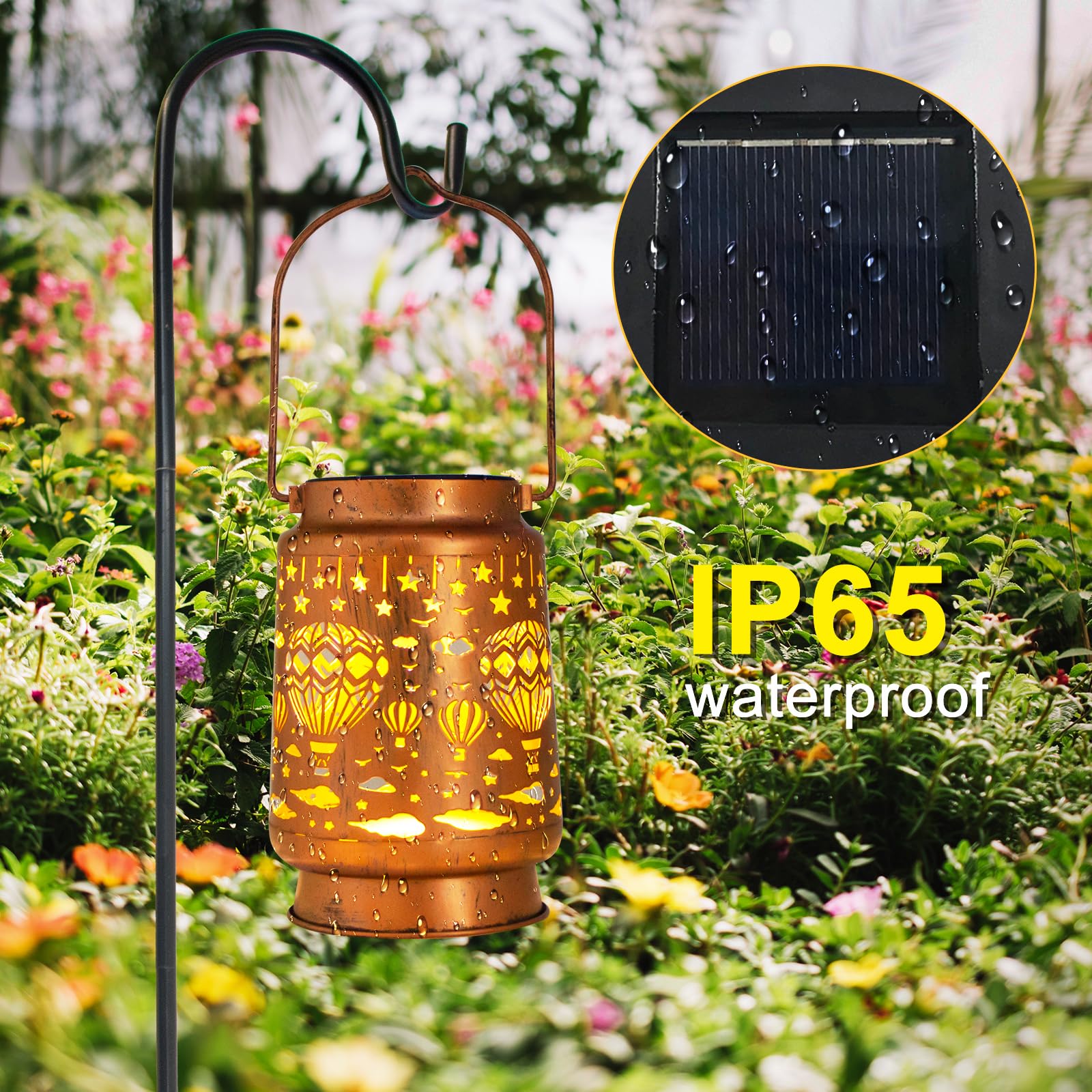 Solar Lanterns Outdoor Garden Decor  Gifts For Women  Mom  Grandma  Birthday  Thanksgiving  Decorative Waterproof Hanging Metal Led Light For Yard  Patio  Lawn  Landscape  Backyard (Hot Air Balloon)