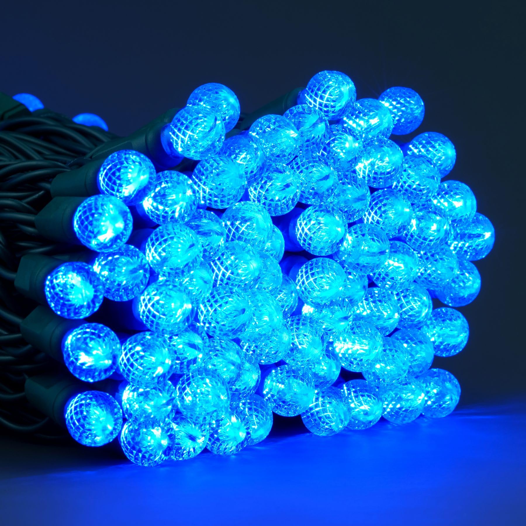Sweet Shine 100 Blue Raspberry One-Piece Led Christmas Lights, 33 Ft Green Cord High Waterproof Ul Certified G12 Outdoor String