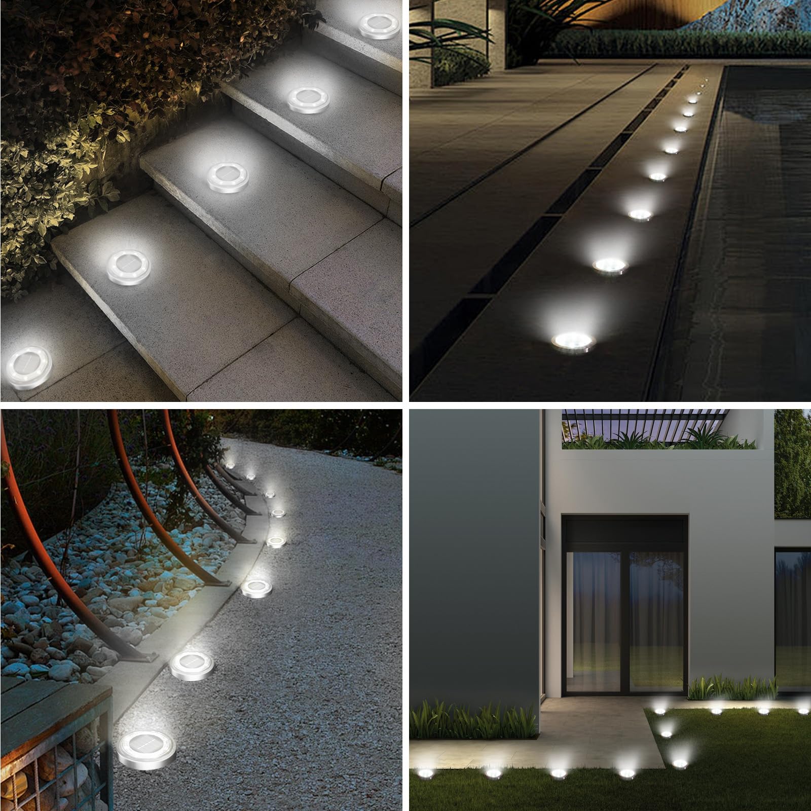 Vighep Solar Ground Lights 18 Pack Flat Solar Lights Outdoor Waterproof  Bright Led Solar Disc Lights  6000K Cool White Landscape Lighting For Outside Yard Garden Pathway Driveway Lawn