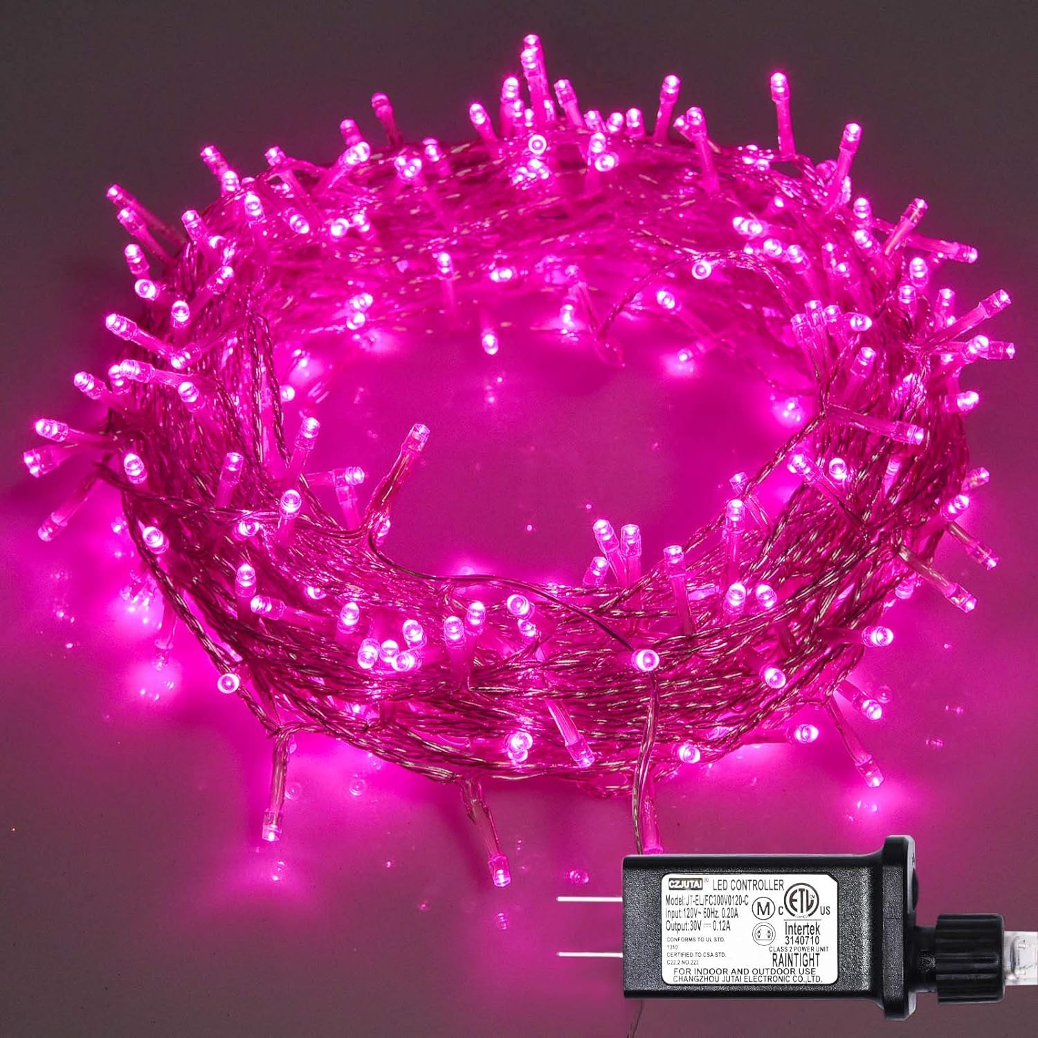 ILLUMINEW Pink String Lights Outdoor Valentines Day Decorations, 8 Modes Fairy Christmas Lights Plug in for Bedroom Tree Outside