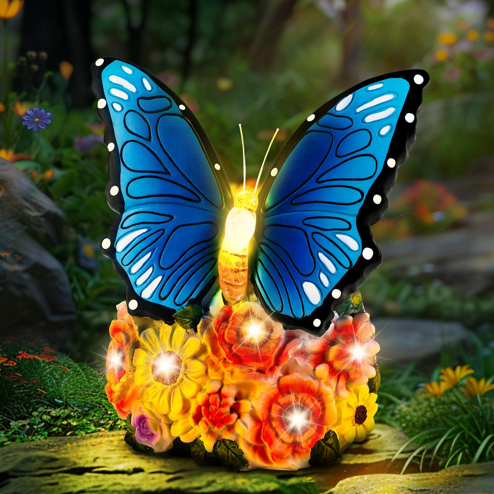 Linkax Mothers Day Mom Gifts for Mothers Wife Daughter, Solar Butterfly Lights Garden Decor, Outdoor Statues for Outside Yard Pa