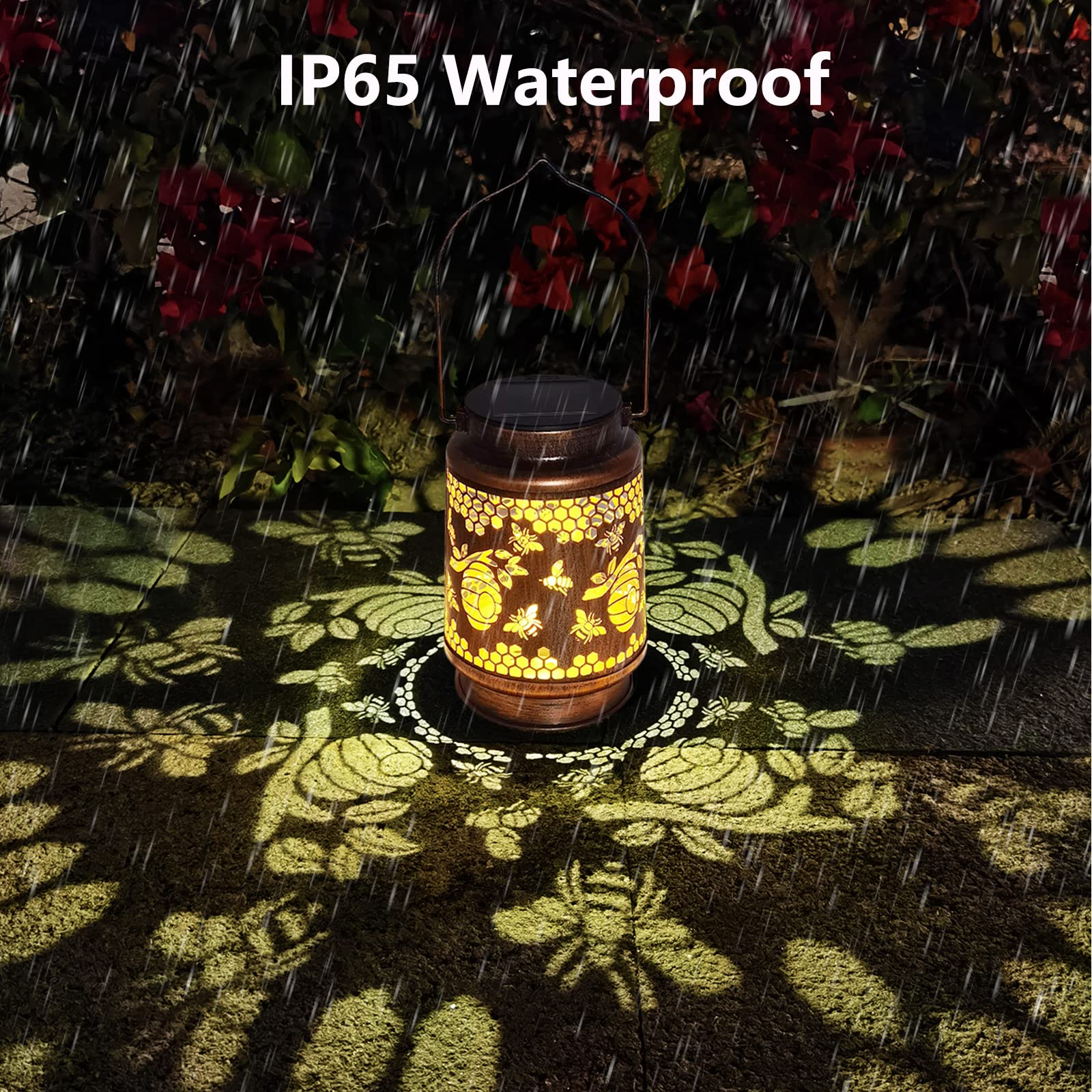 Aitenisen Bronze Solar Lanterns - Waterproof Metal Honeybee Decor For Patio & Garden