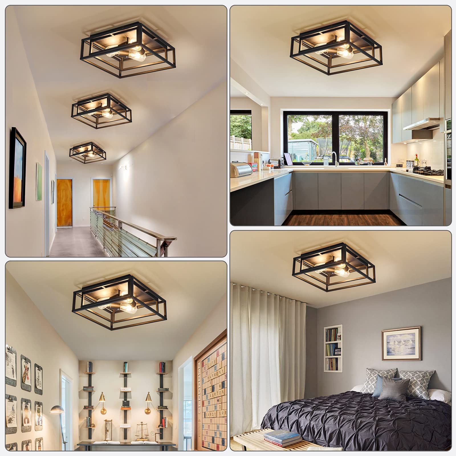 Zglaojt Black Flush Mount Ceiling Light Fixture