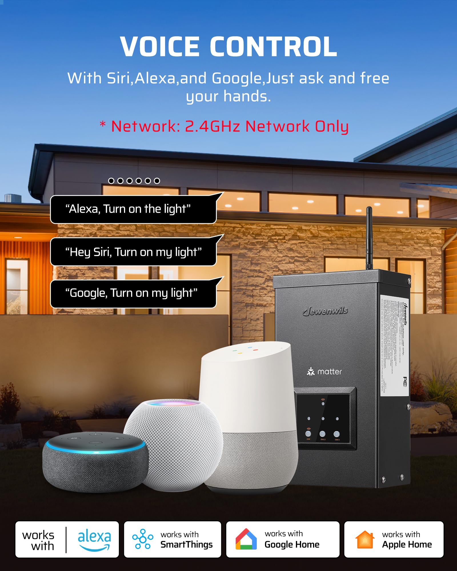 DEWENWILS Matter 200W Smart Low Voltage Landscape Transformer, WiFi Landscape Lighting Transformer,120V AC to 12V/14V AC,Compati