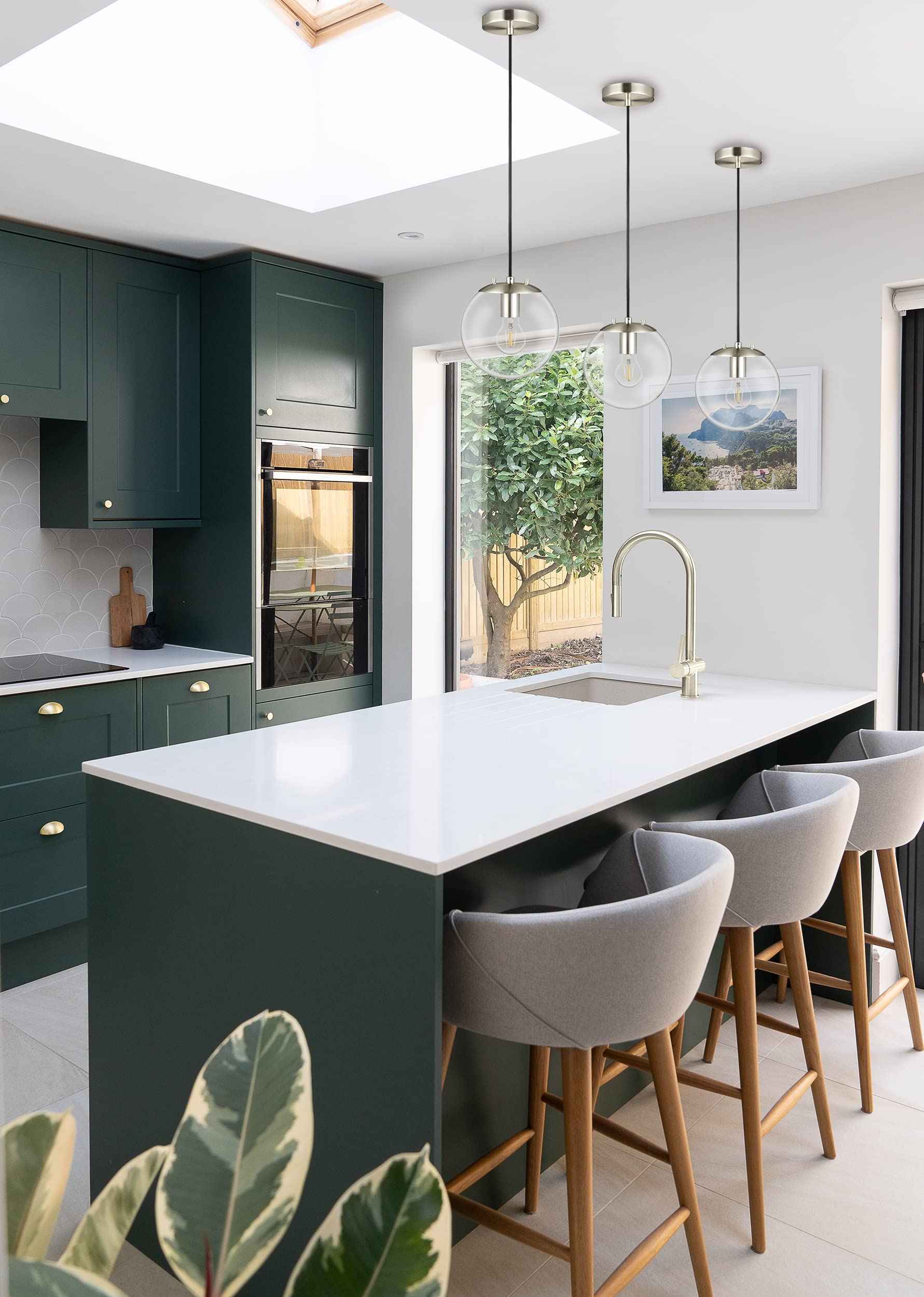 Linea Di Liara Sferra Modern Large Glass Pendant Light Kitchen Island Brushed Nickel Pendant Lighting Clear Glass Globe Pendant