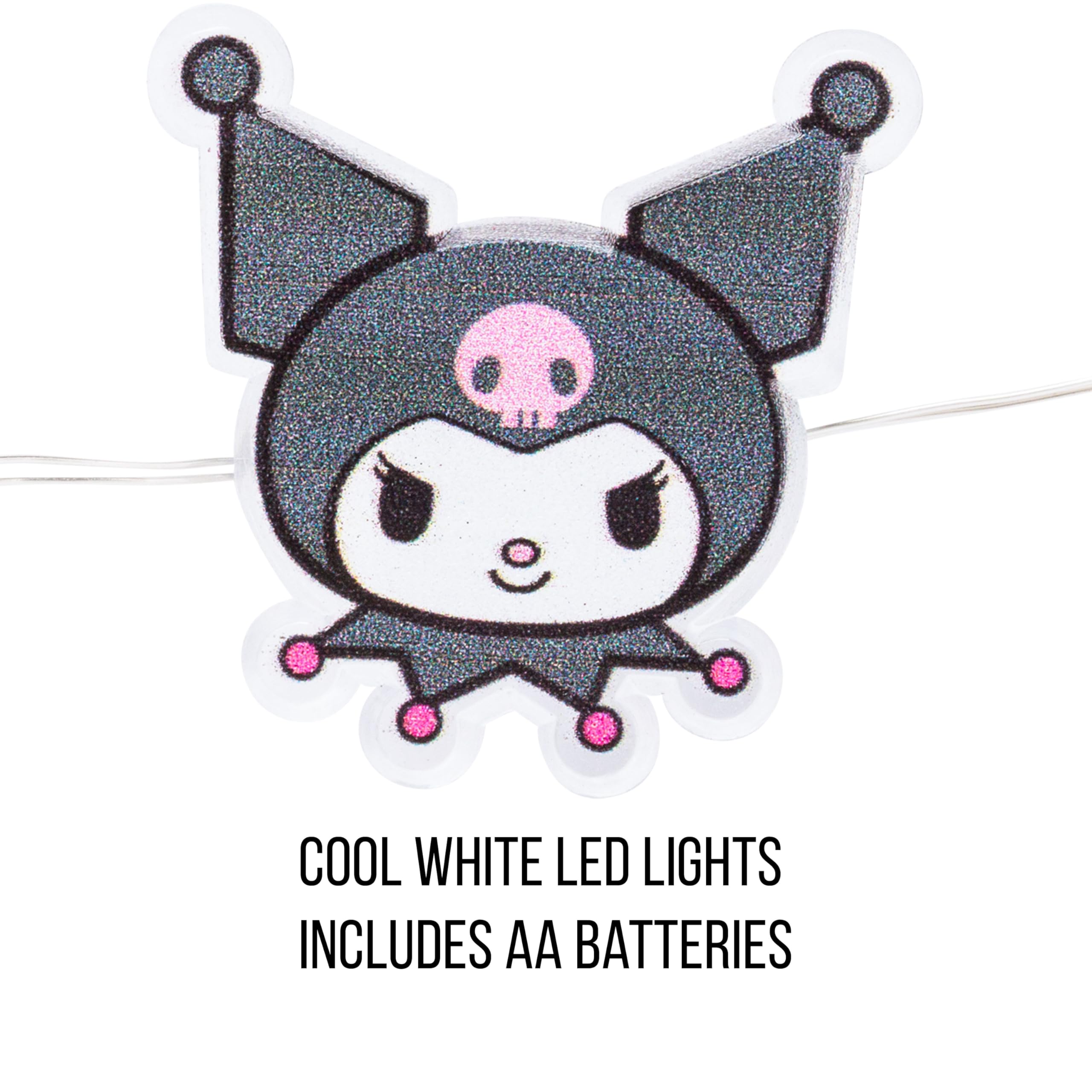 Silver Buffalo Sanrio Hello Kitty and Friends Kuromi 20ct Decorative String Lights, 7 Feet Long, Battery Powered (2 AA Batteries