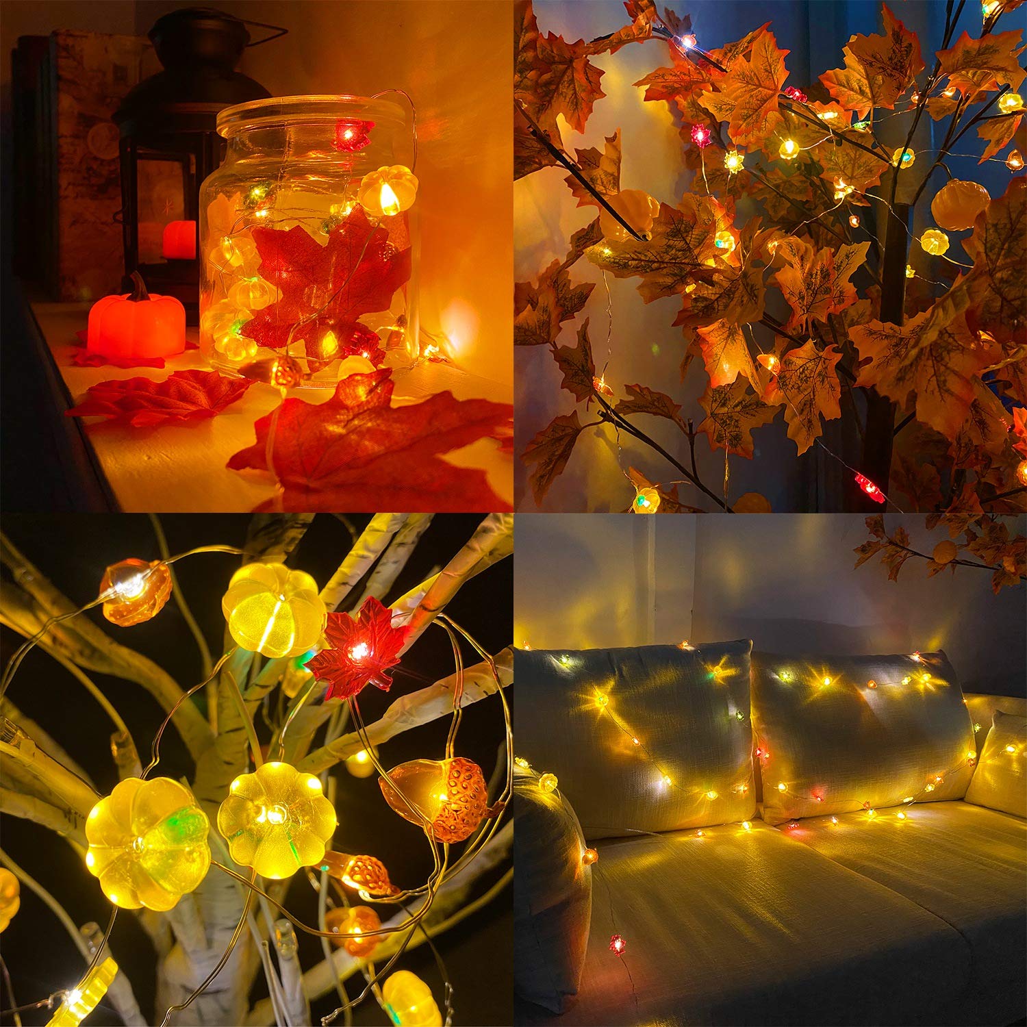 Turnmeon 30Led Pumpkin Lights - 10Ft Battery Powered Fall Decor For Thanksgiving, Indoor & Outdoor