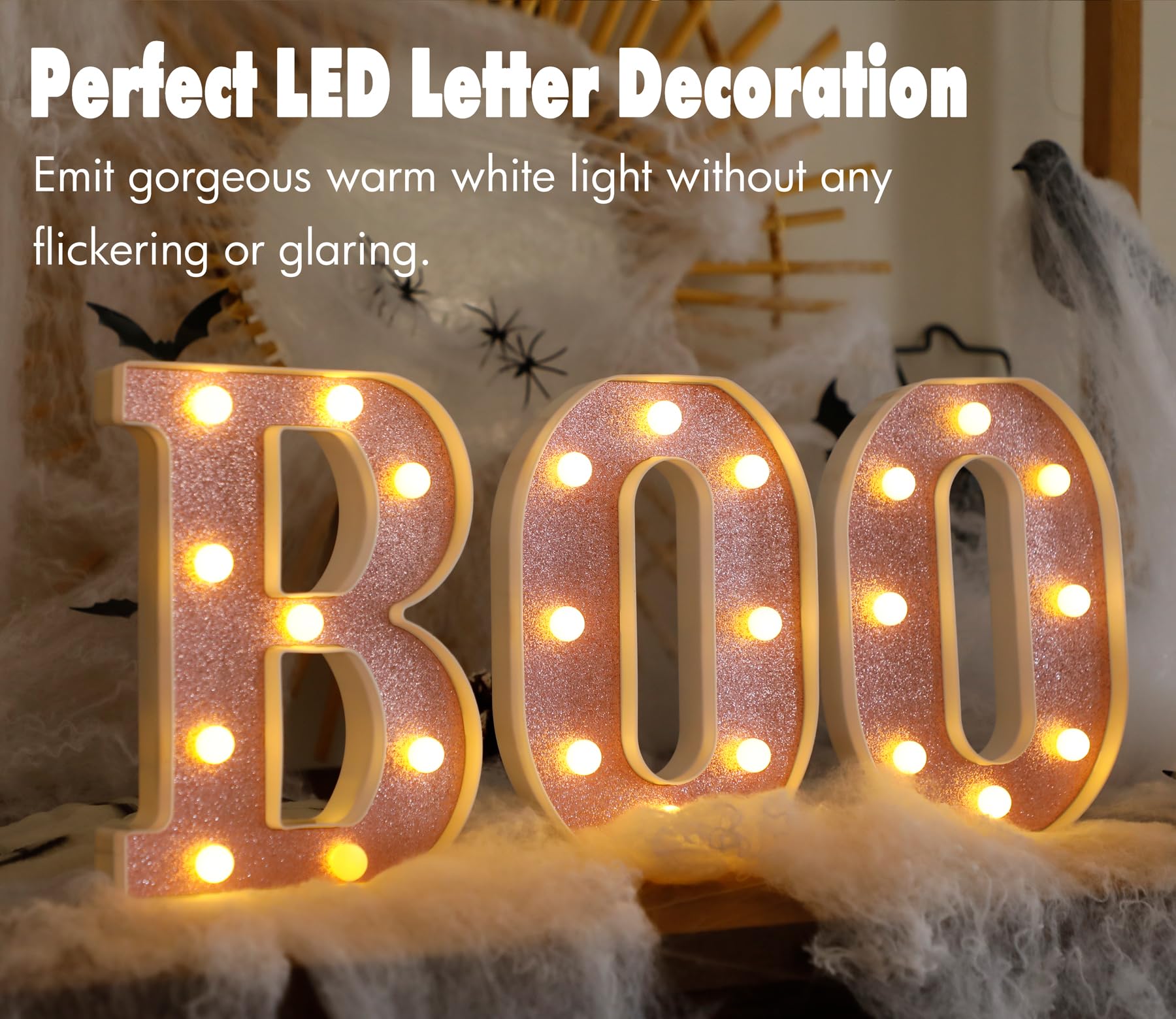 DyingSwan Small LED Marquee Letter O, Pink Glitter, 8.58in Light Up Sign, Battery Powered for Party and Decor