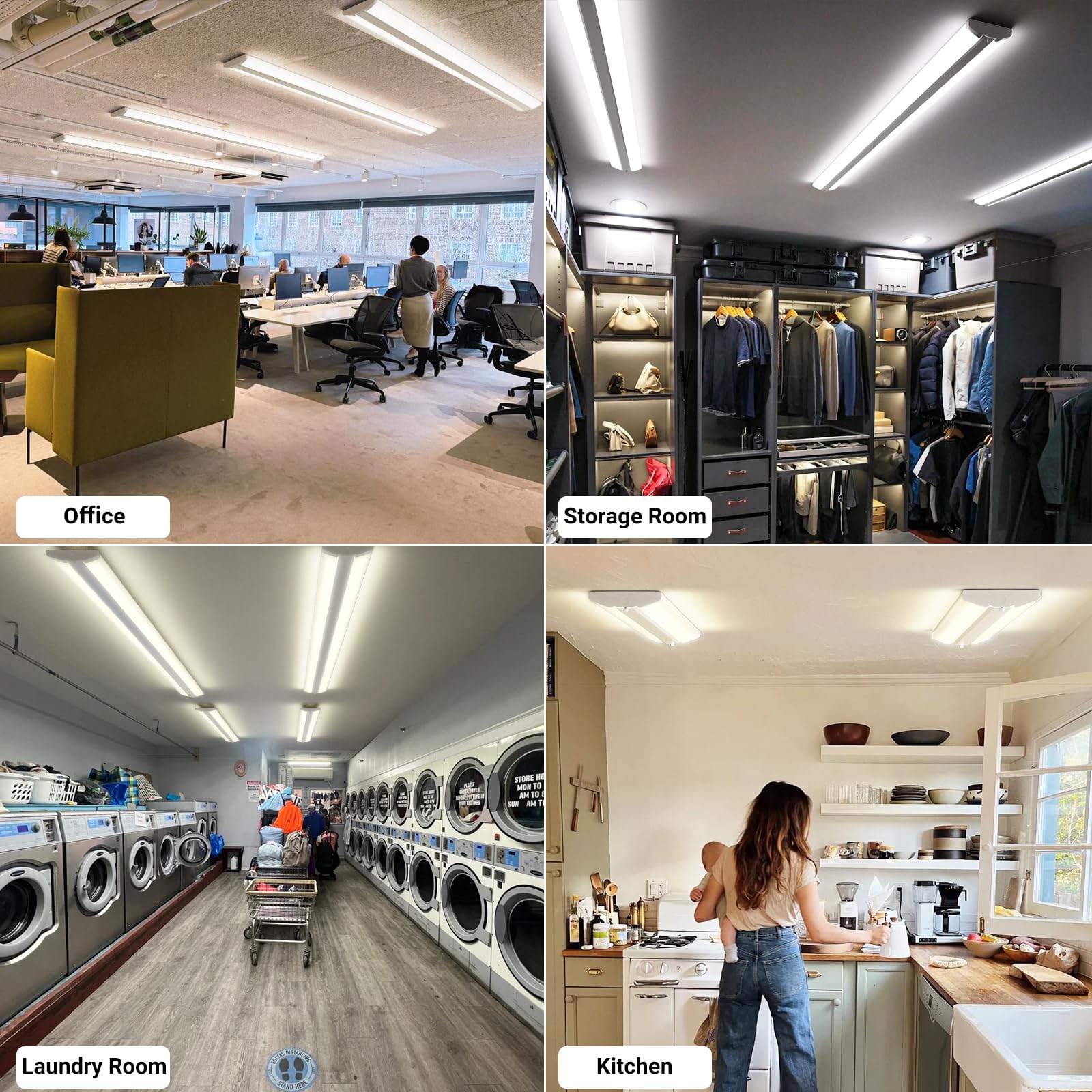 Antlux 4Ft Led Shop Lights, Ultra Thin 4 Foot Wraparound Light, 50W, 5600Lm, 5000K, No Glare, Crystal Wrap Around Office Light,