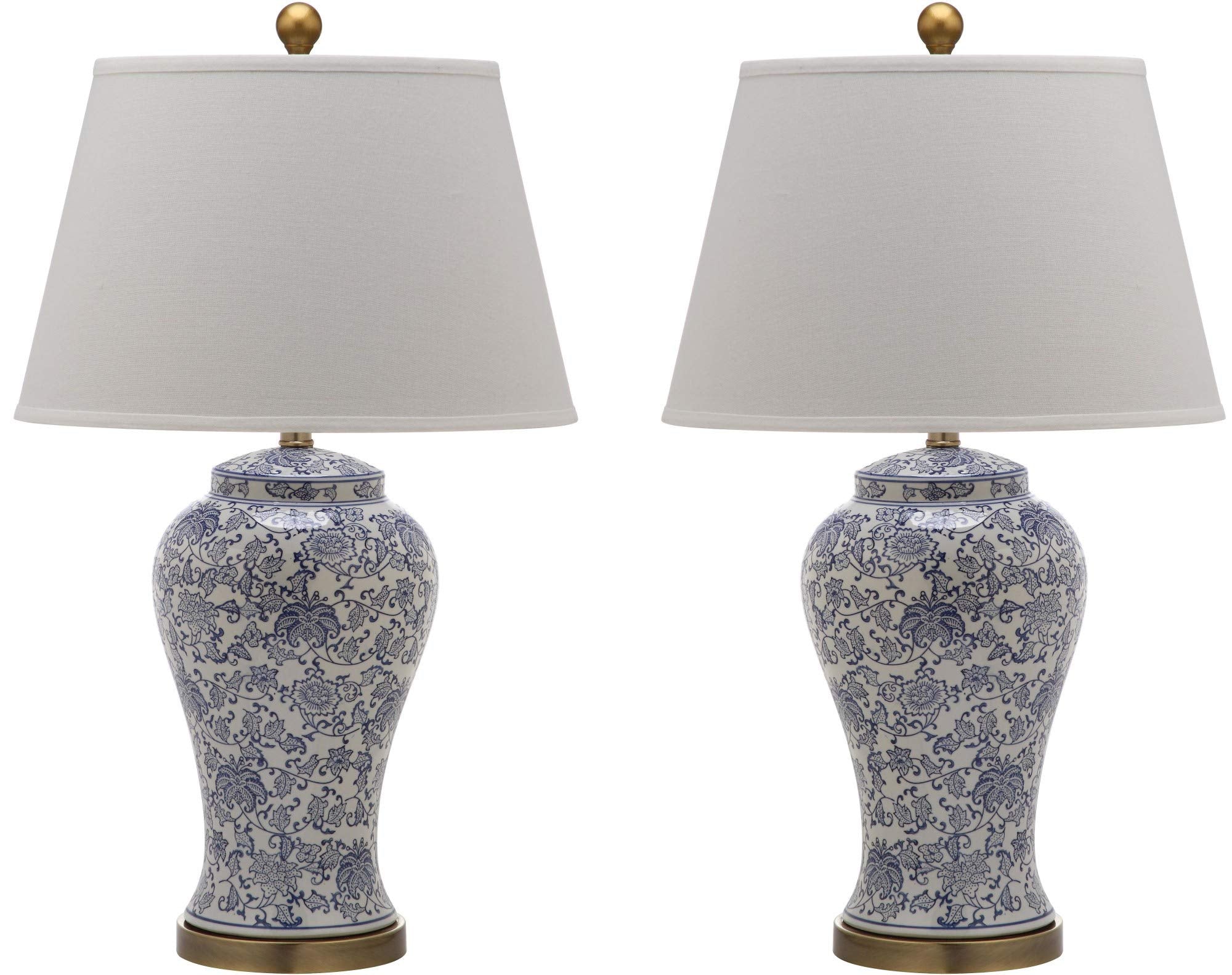 Safavieh Table Lamp Set of 2, 29-inch Multi Floral Design, Blue/White Ceramic, Model LIT4170B-SET2