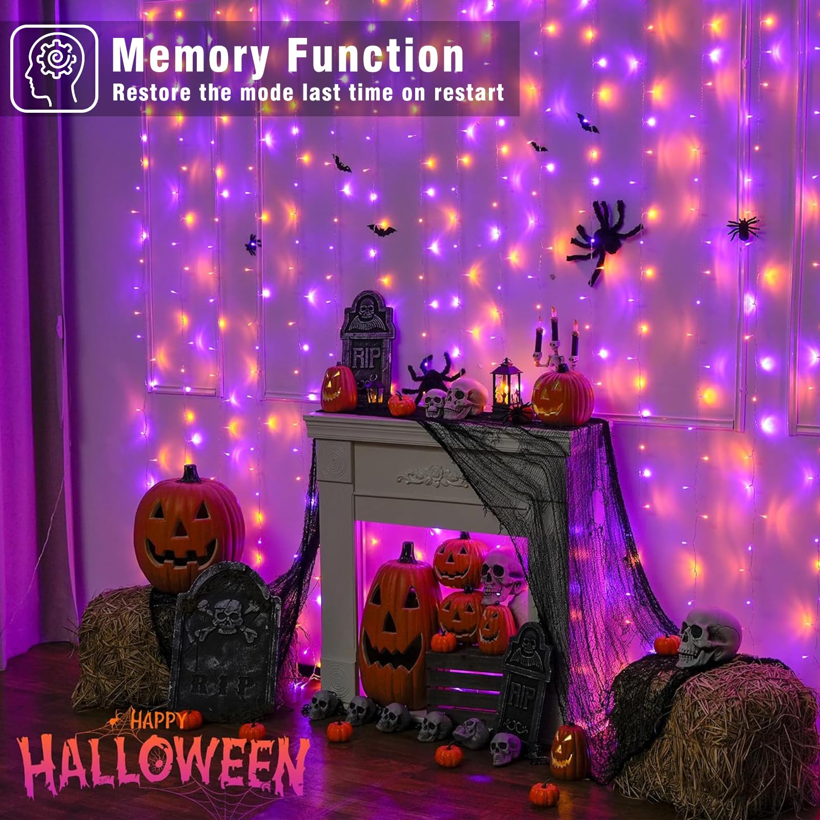 Nielfoi 66Ft 200 Led Christmas Lights Outdoor  Orange & Purple Christmas String Lights Indoor Waterproof With 8 Modes  Connectable Clear Wire Twinkle Fairy Lights For Indoor Home Xmas Garden Decor