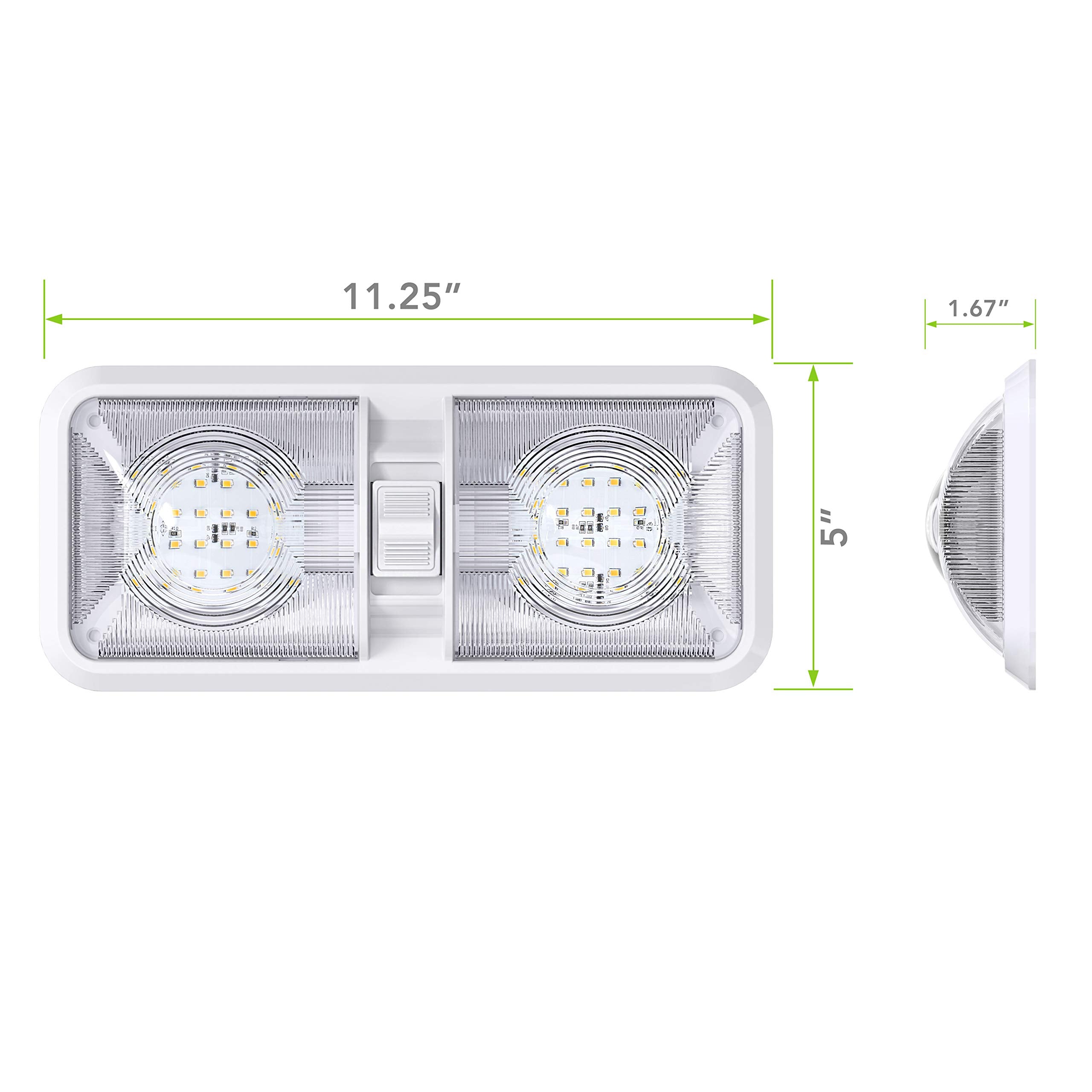 Leisure Led 2 Pack Rv Led Ceiling Double Dome Light Fixture With On/Off Switch Interior Lighting For Car/Rv/Trailer/Camper/Boat
