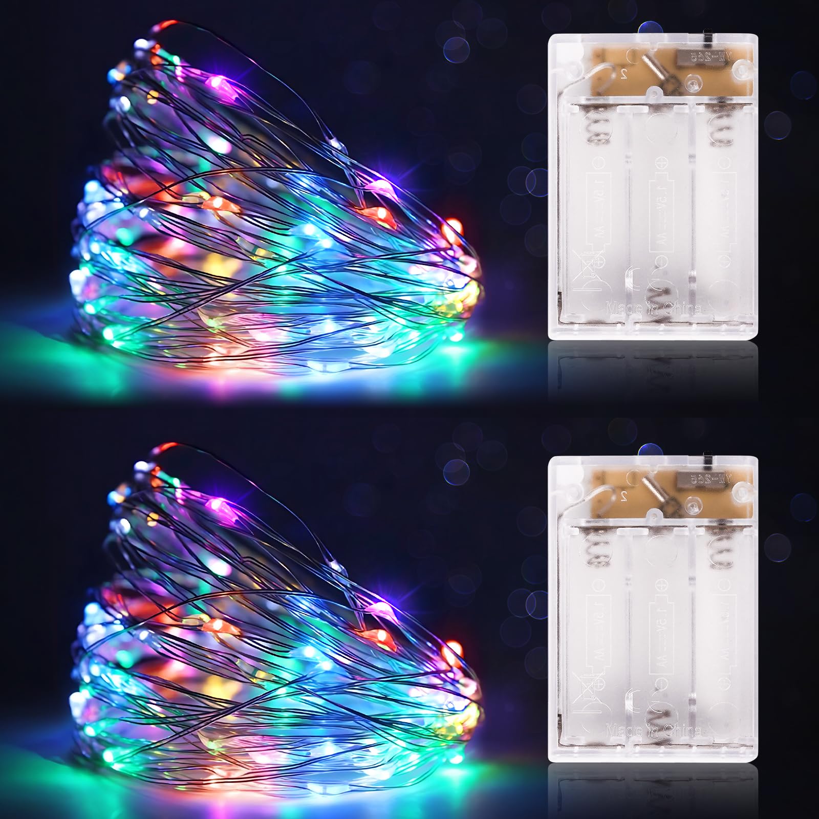 Kangheshun Timer Fairy Lights Battery Operated Mini Christmas Lights for Bedroom Christmas Parties Wedding Gift Decoration(5m/16ft Multicolor)