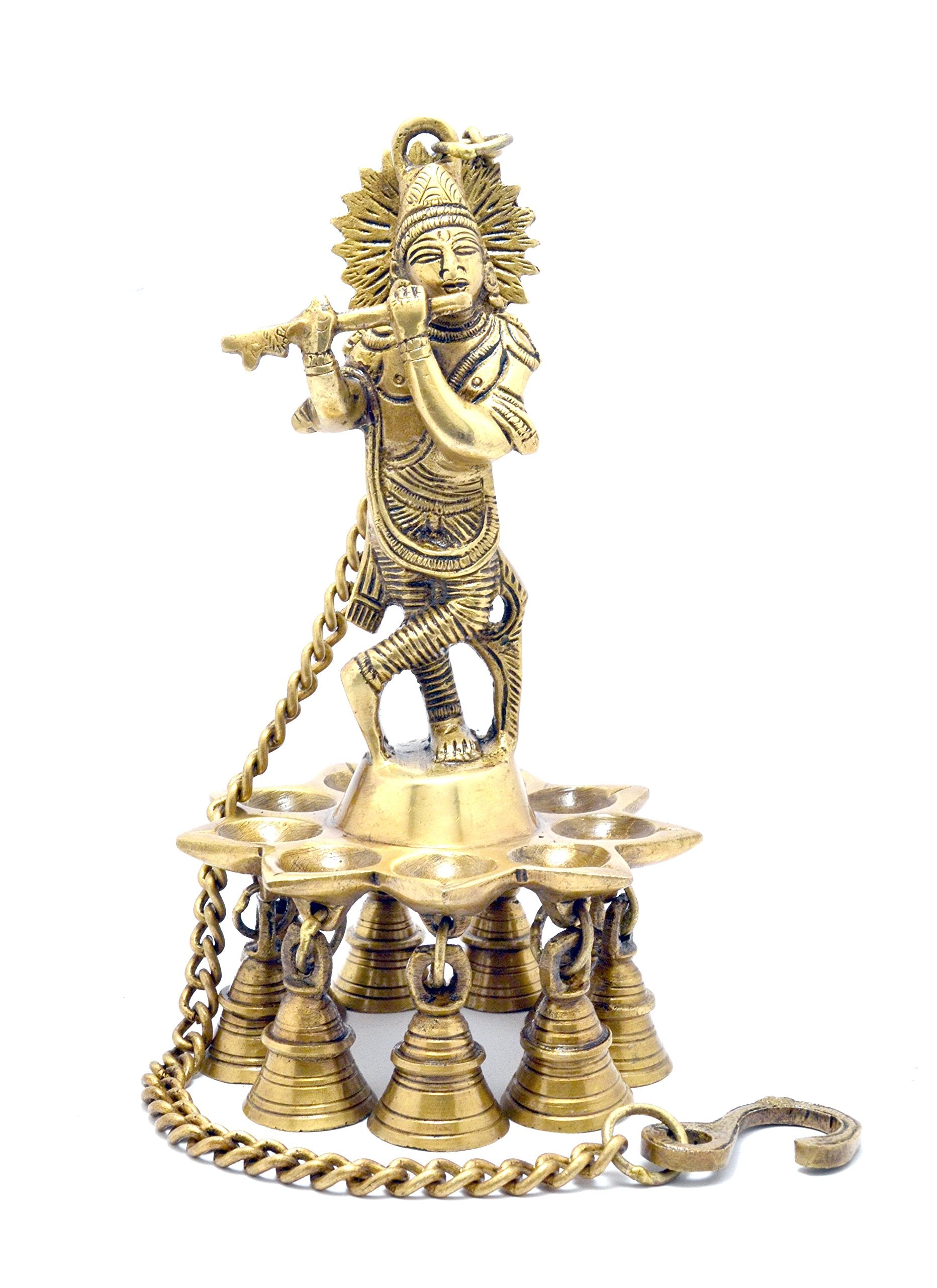 Two Moustaches Krishna Design Brass Hanging Diya, Brass Diyas for Decoration, Diwali Diyas, Diwali Decoration, Housewarming Gift
