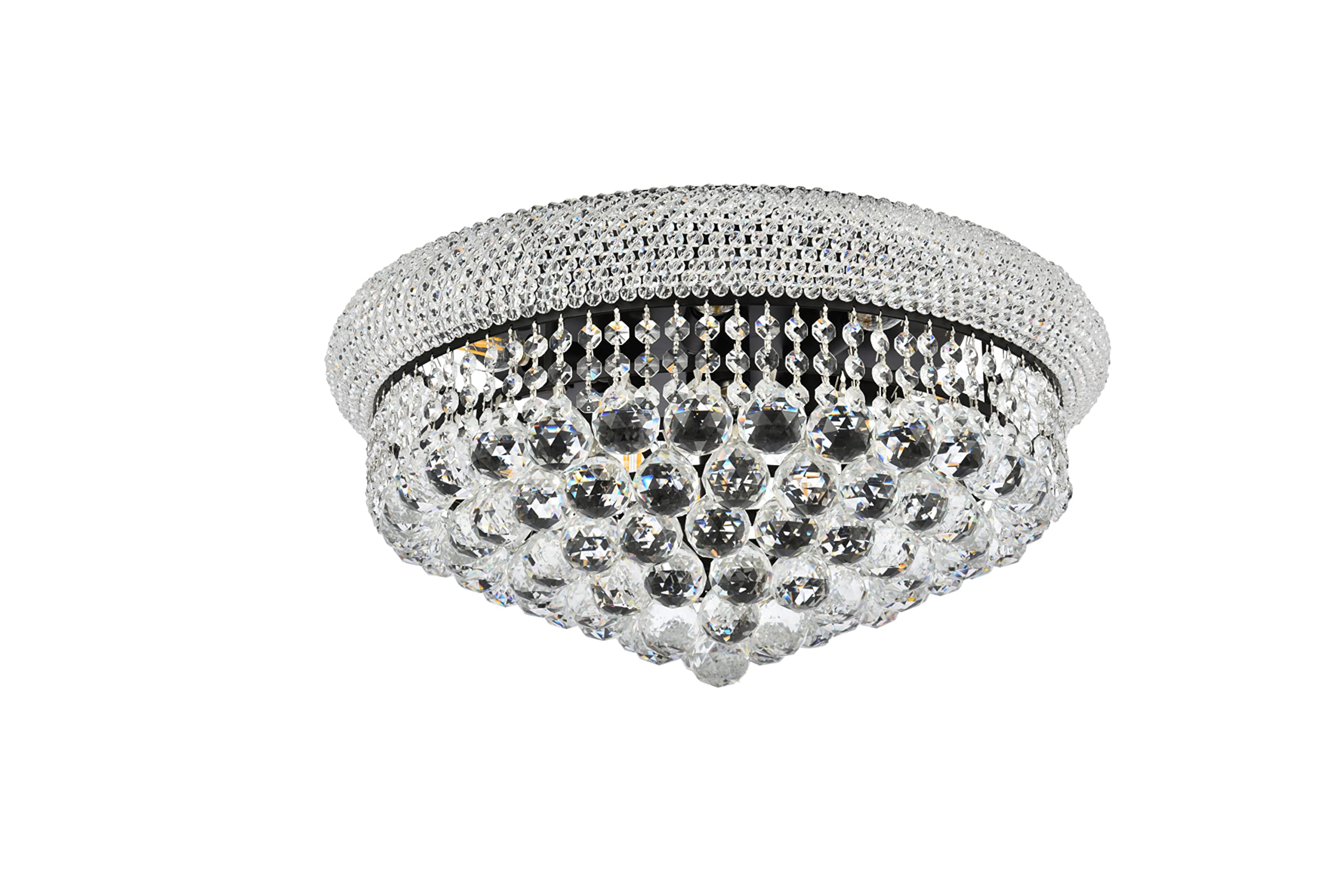 Elegant Lighting 10-Light Crystal Chandelier, Chrome Finish, Model 1800F20C/RC, Clear Crystals, Flush Mount