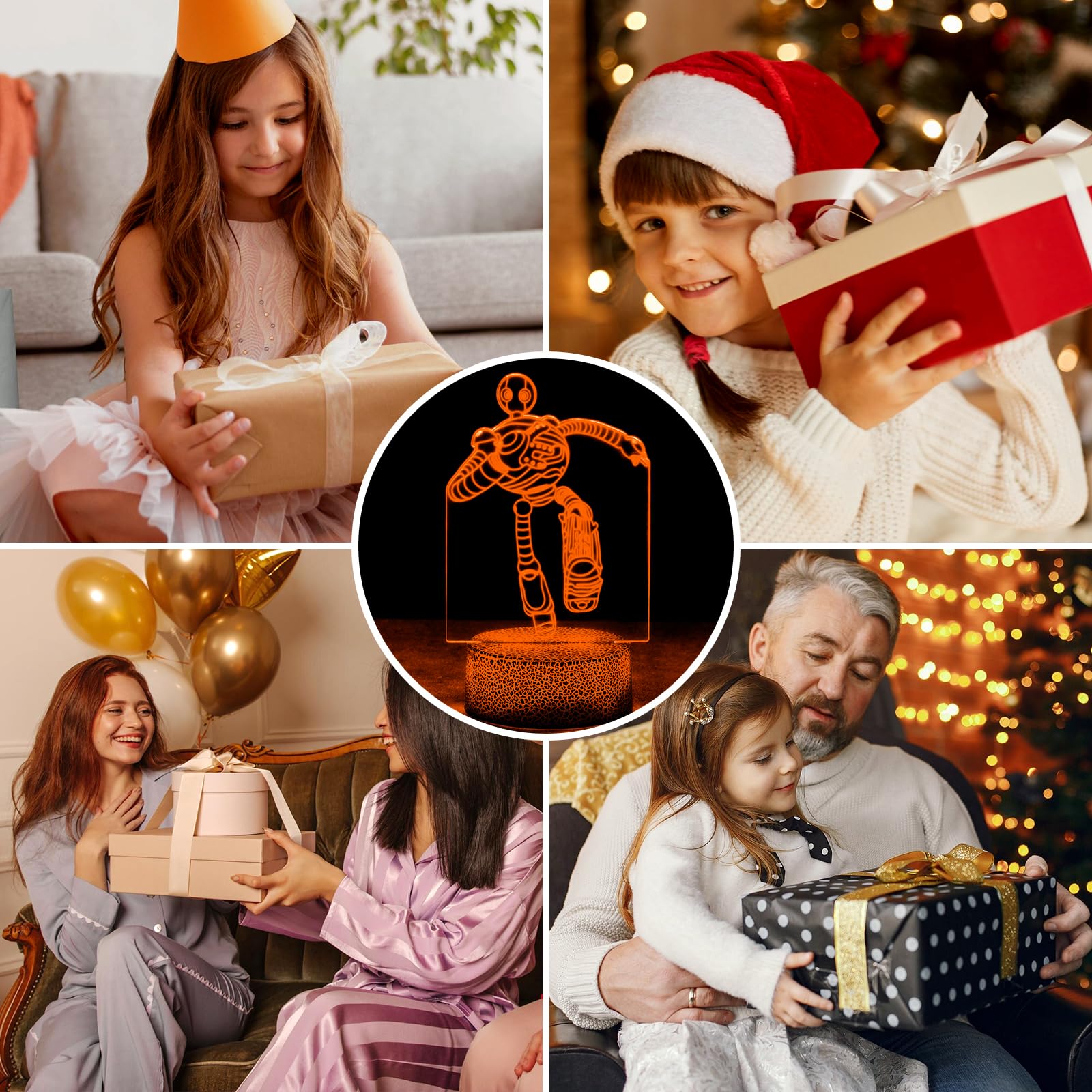 The 3D Robot Lamp Touch-Control Night Light Multi-Color Led Desk Lamp Decoration For Kids Rooms,Ideal For Christmas Gifts,Birthd