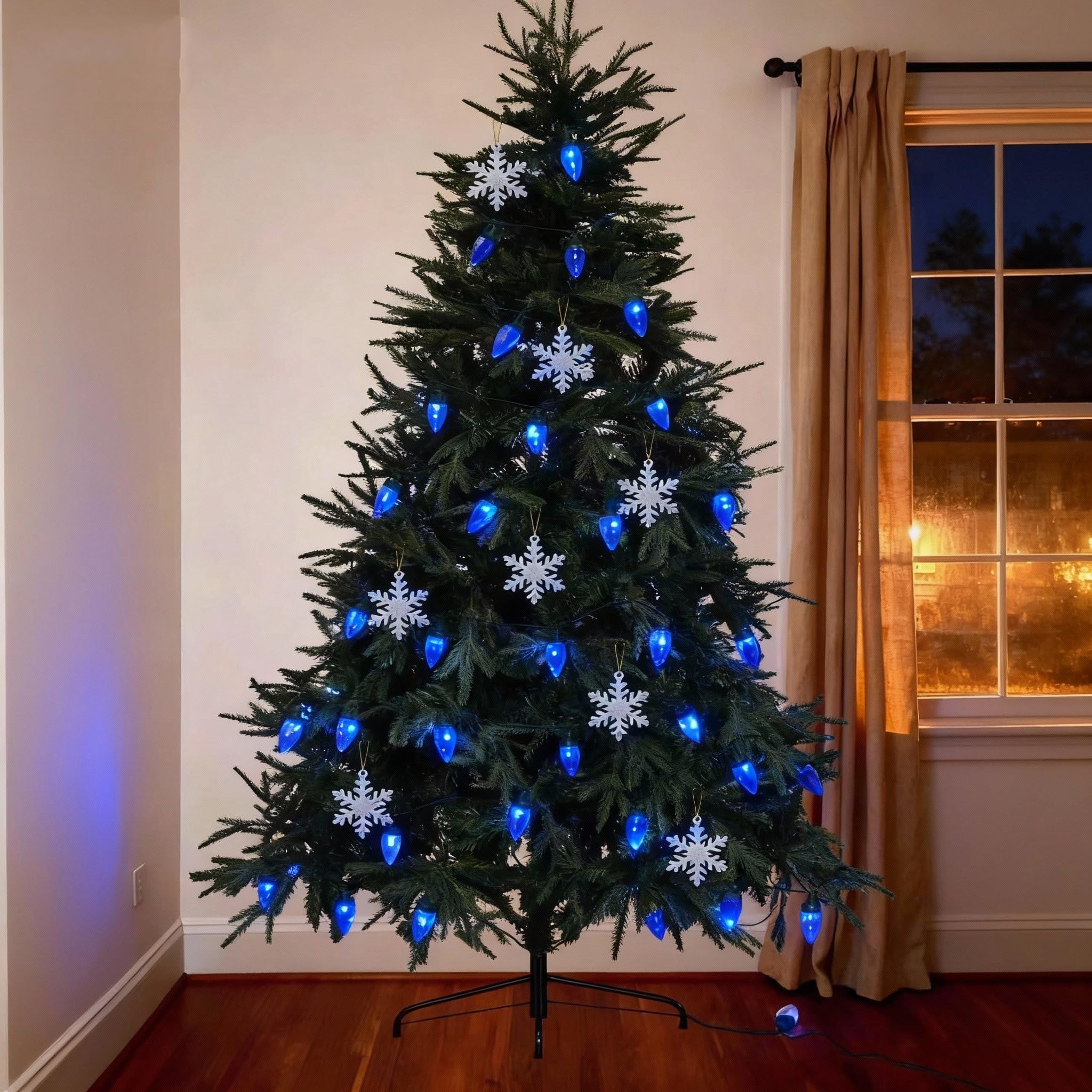 Ucutely C9 Led Christmas Lights Outdoor 33 Feet 50 Led 8 Lighting Modes Waterproof Connectable Christmas String Lights For Outside Roofline Patio Home Xmas Decorations (Blue)