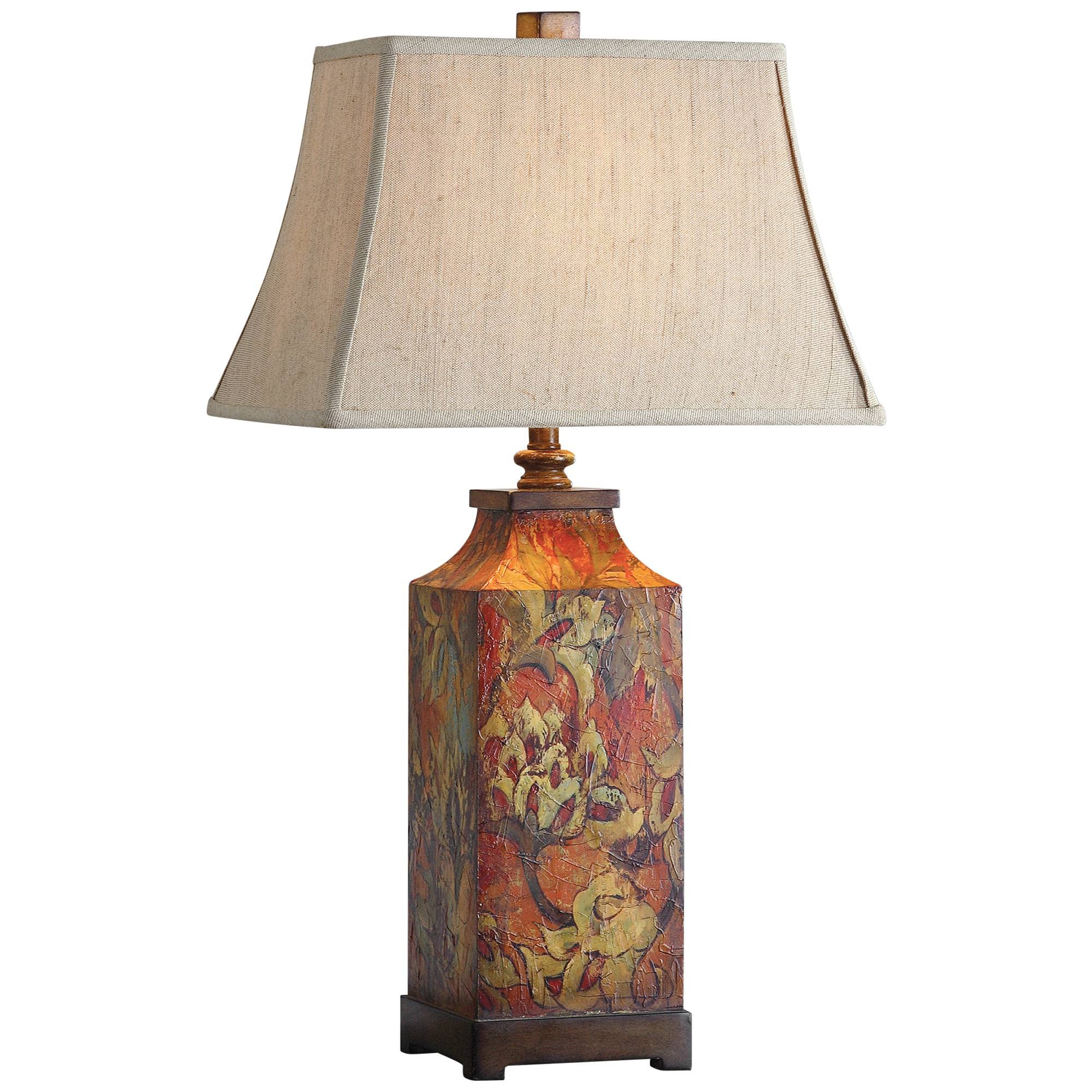 Uttermost Table Lamp Colorful Flowers Handcrafted Resin Burnished Walnut Model 27678