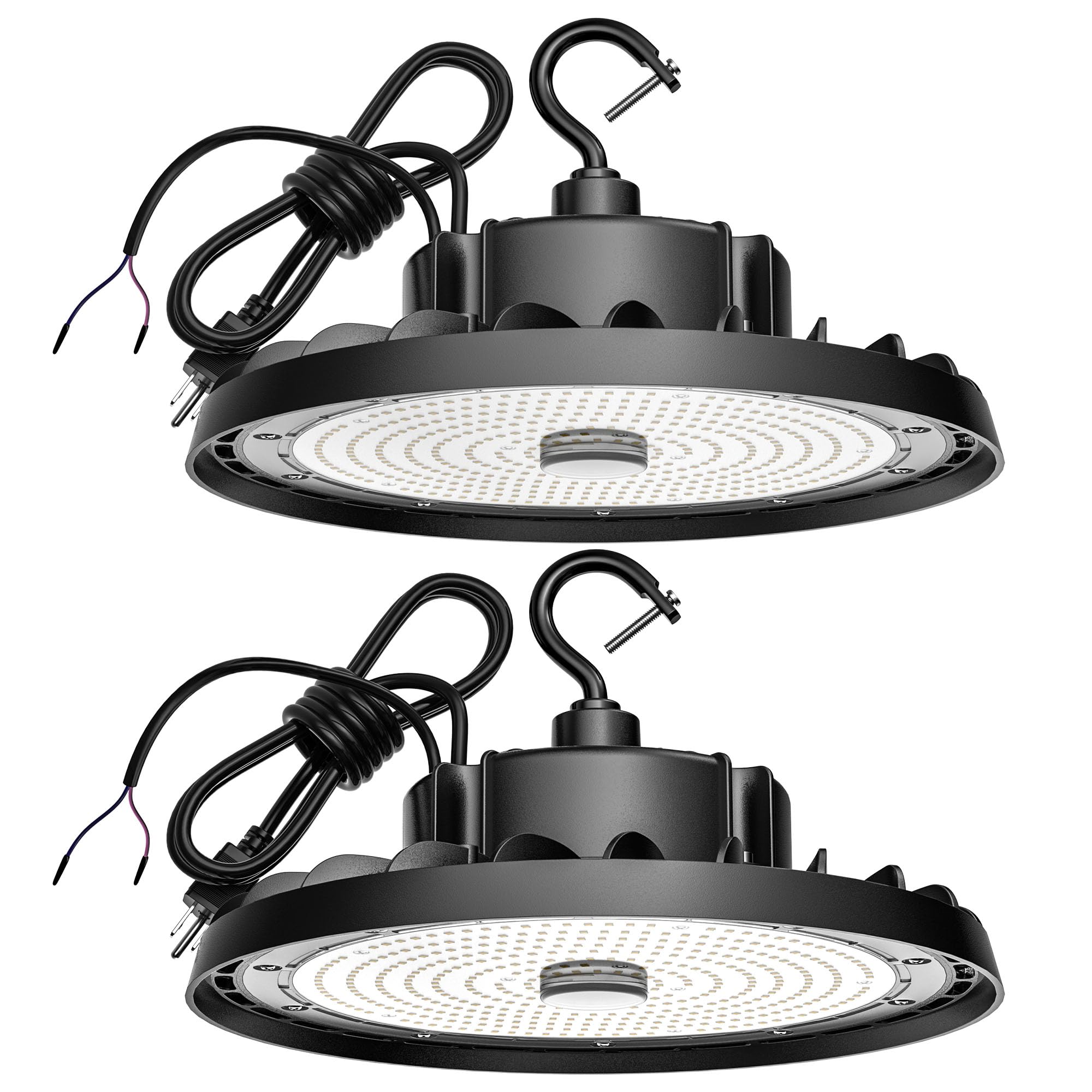 SHINEWOO UFO LED High Bay Light 240W 36,000lm 5000K Daylight, High Bay LED Shop Light 0-10V Dimmable with US Plug 5 Cable, Comme