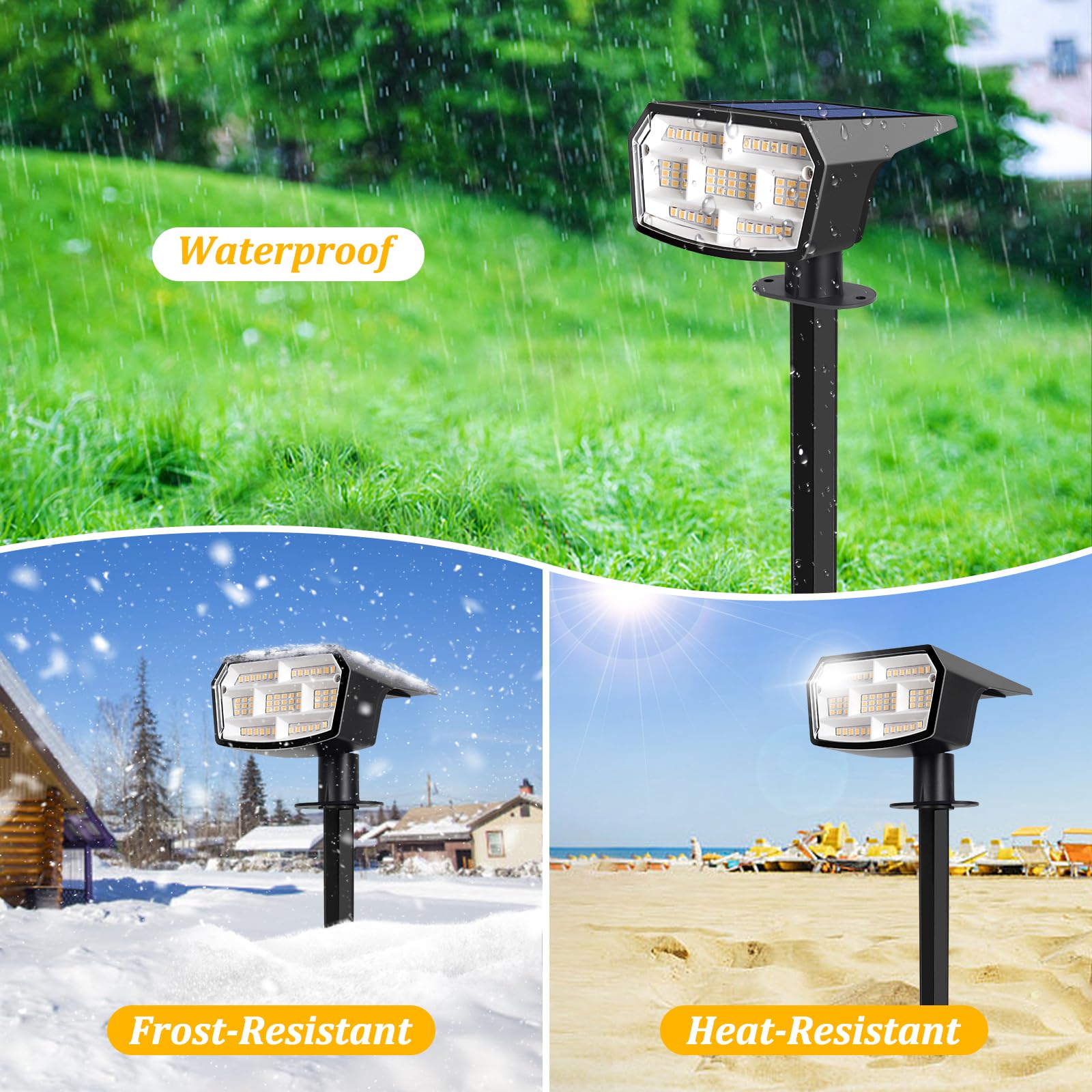 Sucolite 8-Pack Solar Spot Lights Outdoor, 59 Led Solar Lights Outdoor Waterproof, Outdoor Solar Lights For Yard With 3 Lighting