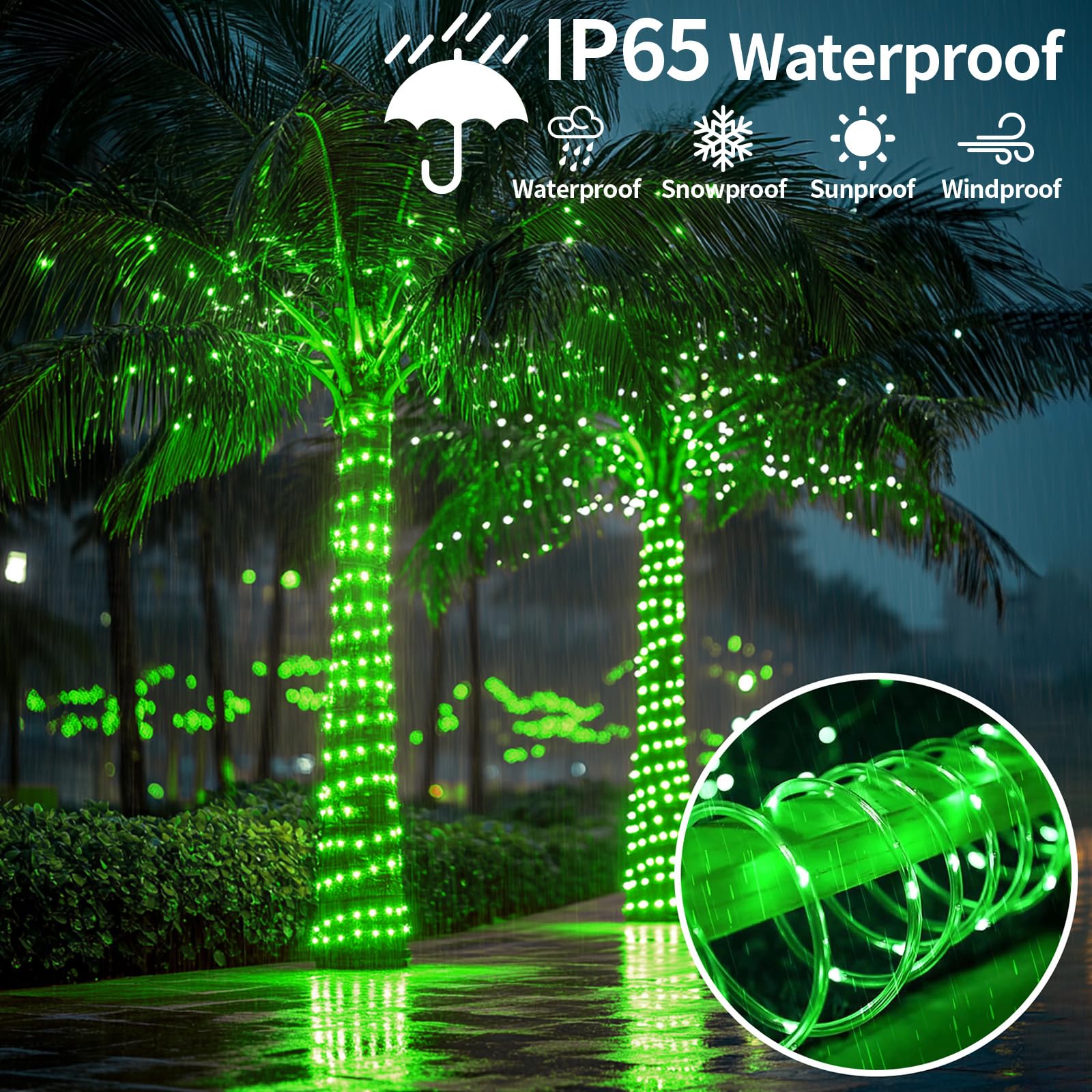 Solar Rope Light Waterproof 39Ft 100Leds Outdoor Ip65 Solar String Lights For Easter Outside Party Garden Yard Home Wedding Chri