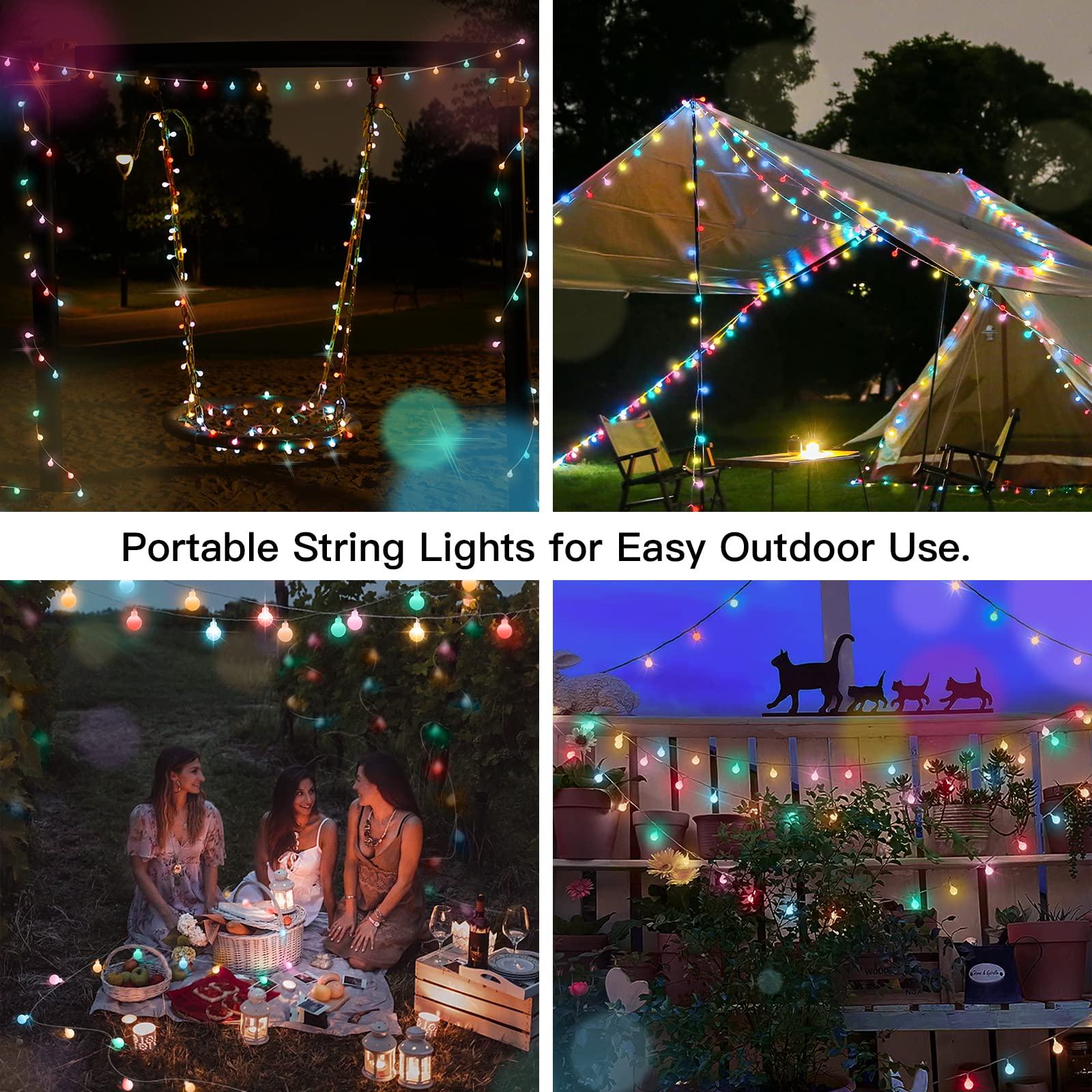 Suddus Globe String Lights Bedroom, 100 Led Battery Powered Fairy Lights, Indoor String Lights For Classroom, Backyard, Patio, Garden, Party, Bedroom, Living Room, Easter, 6 Colorful Light