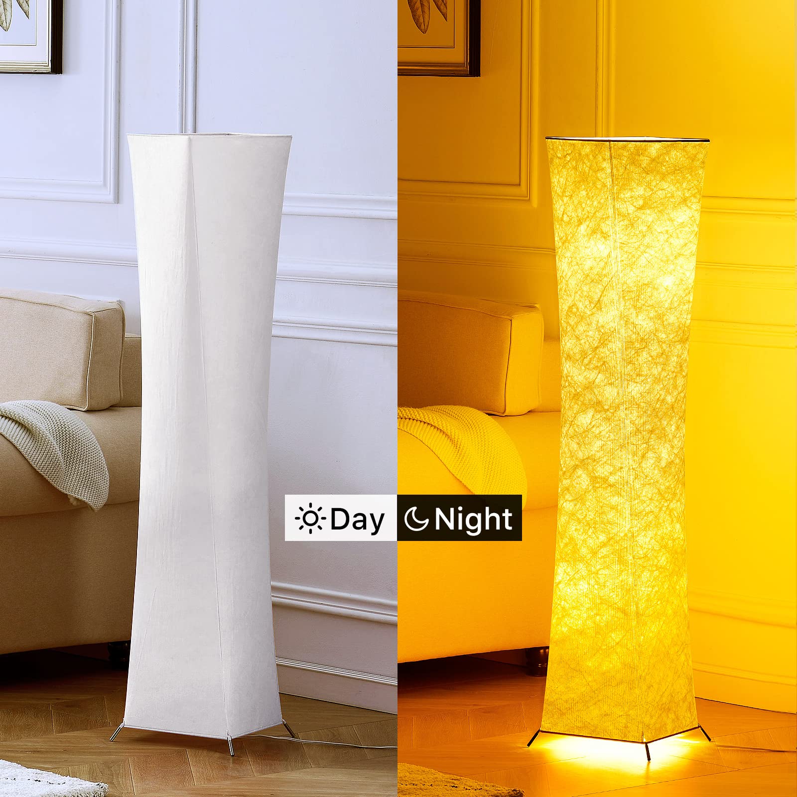 chiphy Dimmable Floor Lamp, 52" Tall, 12Wx2 LED, Adjustable Brightness, White Fabric Shade, Model SF210-107(A)