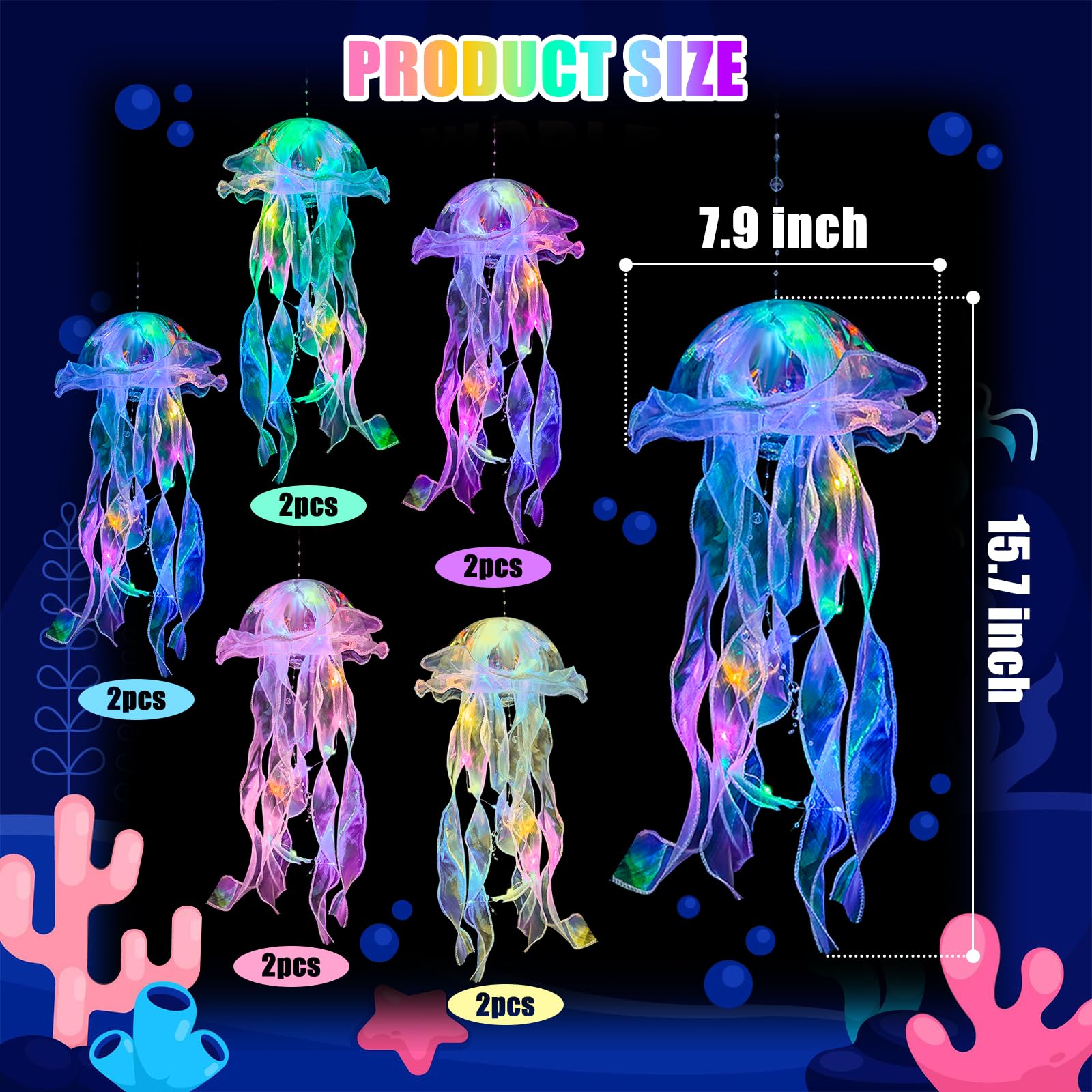 Jellyfish Decorations -10 Pcs Jellyfish Lanterns, Hanging Jelly Fish Decorations, For Mermaid Theme Party Under The Sea Party De