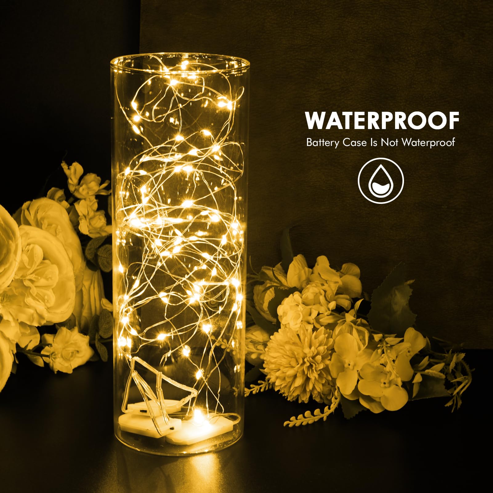 Bexdir 12 Pack Fairy Lights Battery Operated 7FT 20LED Warm White Waterproof Silver Wire for Outdoor Indoor Decor