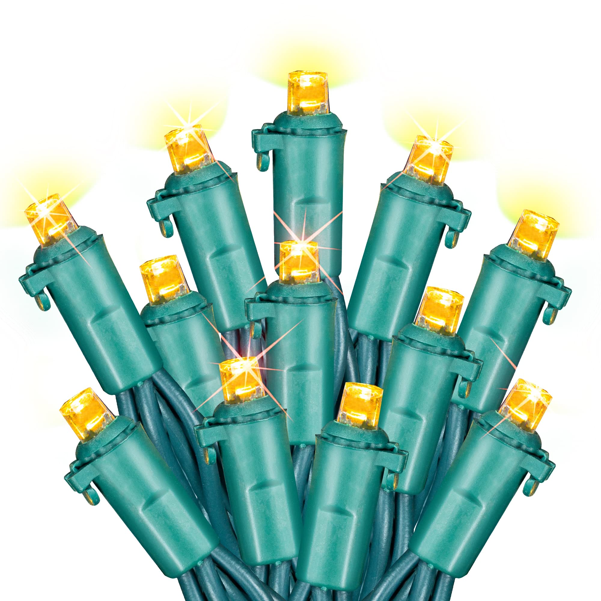 Dazzle Bright 33Ft 100 Led Christmas String Lights Indoor Outdoor Waterproof, Warm White Christmas Lights Green Wire, Twinkle Li