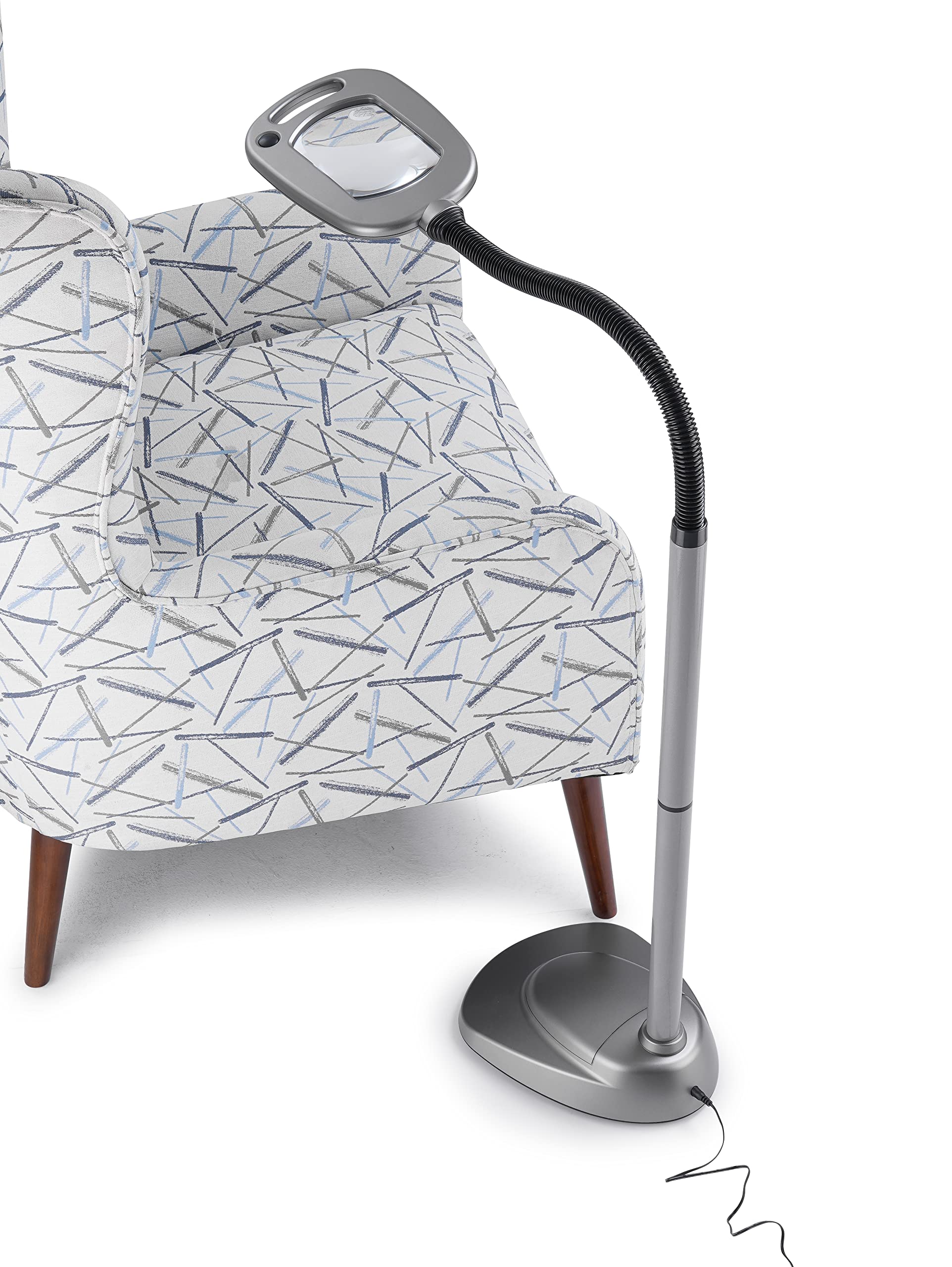 LIGHT IT! By Fulcrum MultiFlex 12-LED Floor Magnifier Lamp, Silver, Model 20072-401, Single Pack, ABS with Steel Poles