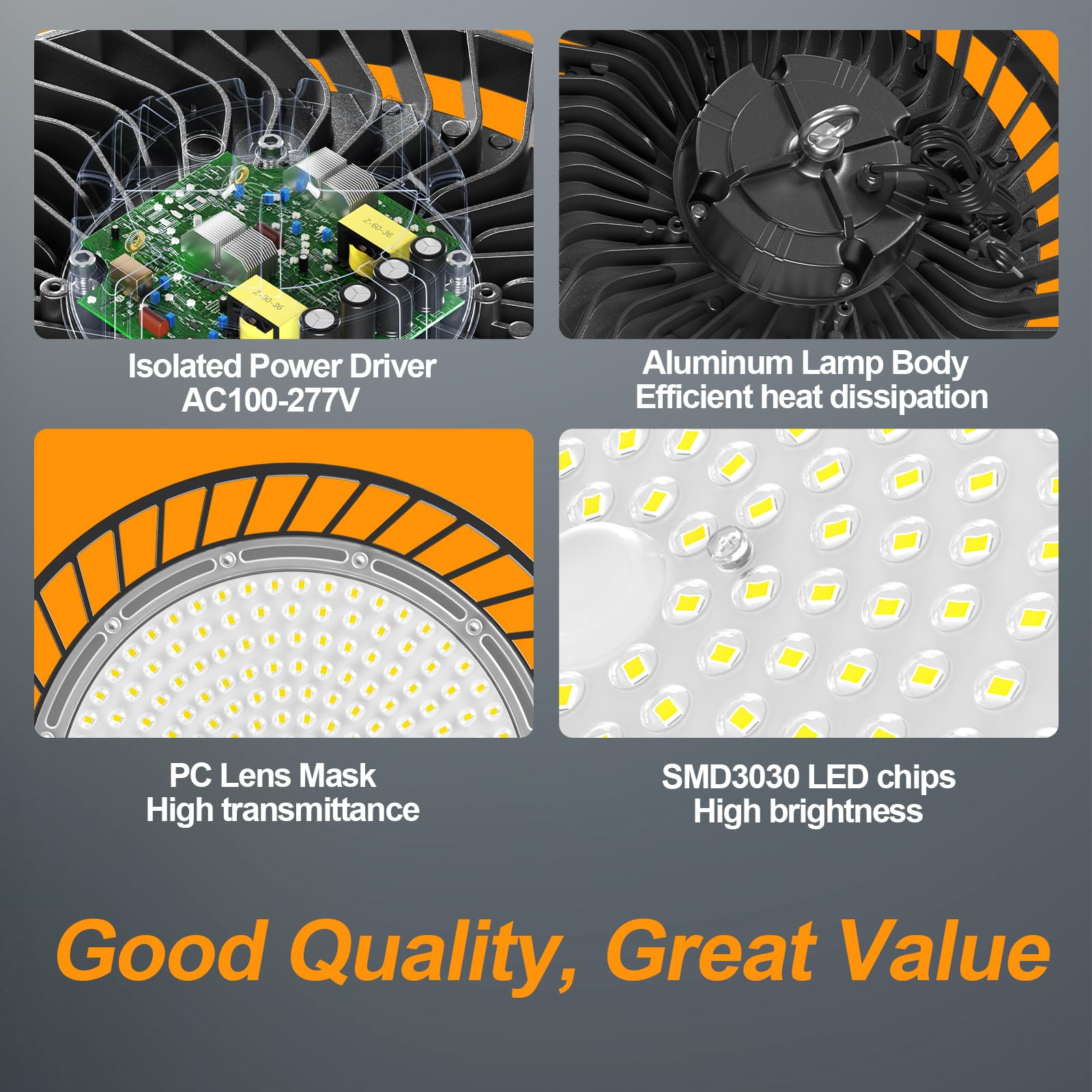 Onlylux 4Pack Led High Bay Light 200W 30000Lm Commercial Lighting Products, 100-277V 6000K With Plug, Led Shop Lighting For Gara