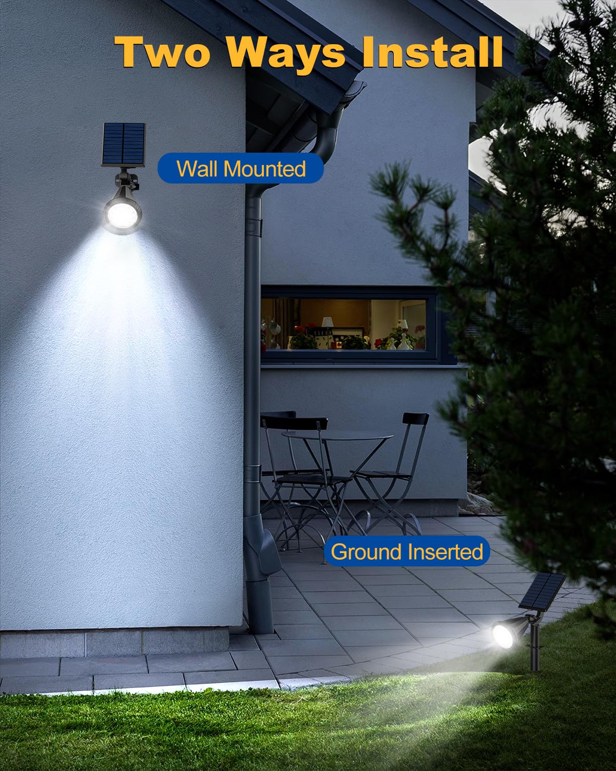 Fratink Solar Spot Lights Outdoor  10 Pack Outdoor Solar Lights For Yard  4 Lighting Mode Solar Landscape Spotlights With Auto On/Off  2-In-1 Waterproof Wall Lights For Garden  Walkway (Cool White)