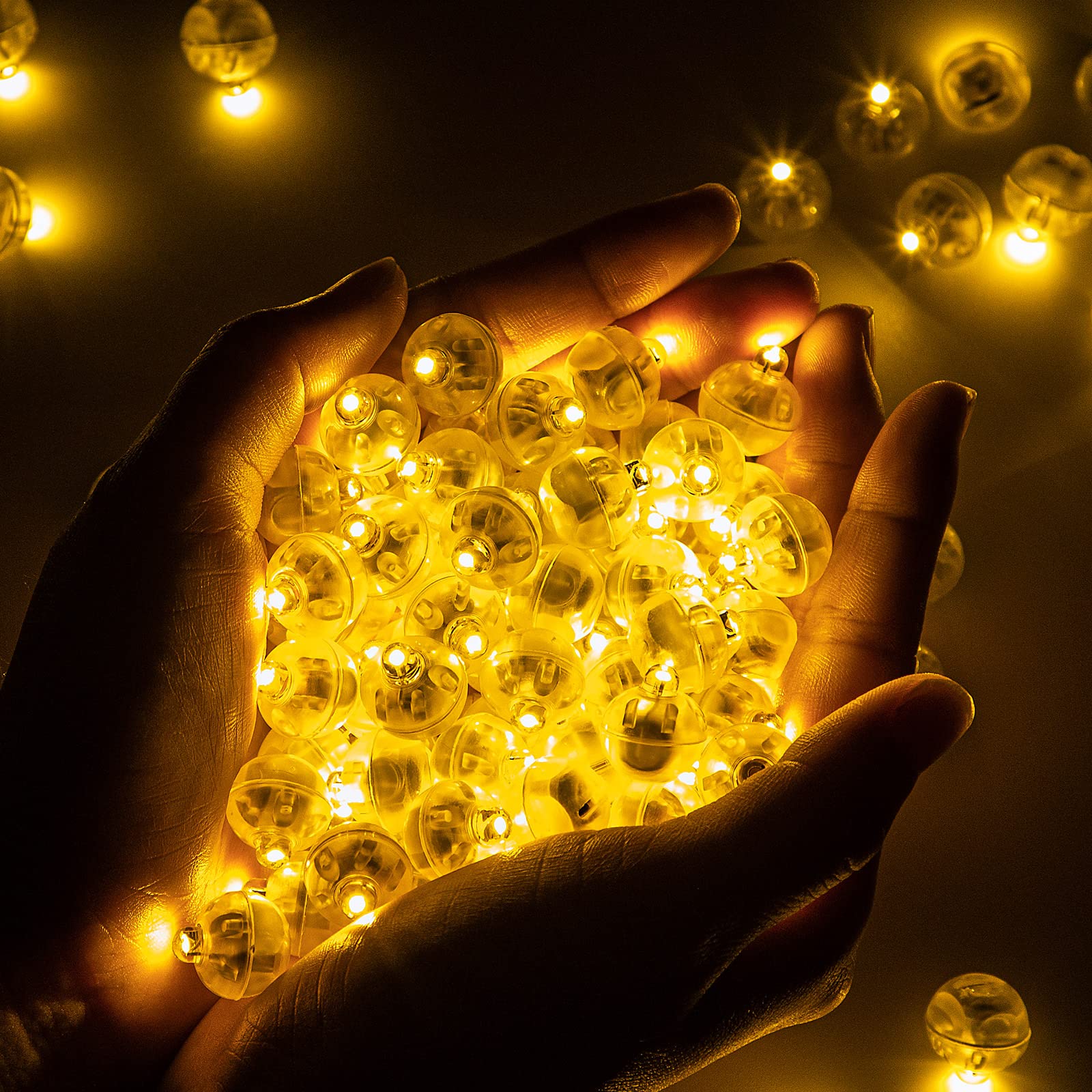 50 Pcs Yellow Led Balloon Light, Tiny Led Lights Round Led Ball Lamp For Balloons Birthday Party Event Fun Indoor Outdoor Weddin