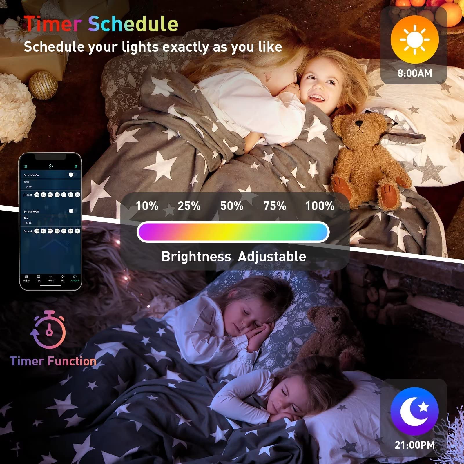 Hexagon Lights (8 Pack) Led Wall Panels, Tisofu Rgb Gaming Lights With App, Smart Modular Panel Hex Tiles Push Glide Expansion S