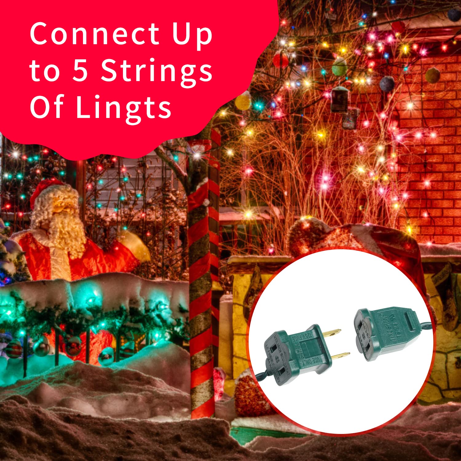 Twinglehome Ultra-Bright Connects End To End Multi Christmas Mini Lights 100L 19.6Ft Ul Listed Incandescent Bulb String Light Set For Indoor Outdoor Holiday Garden Party Christmas Tree Garland Decor