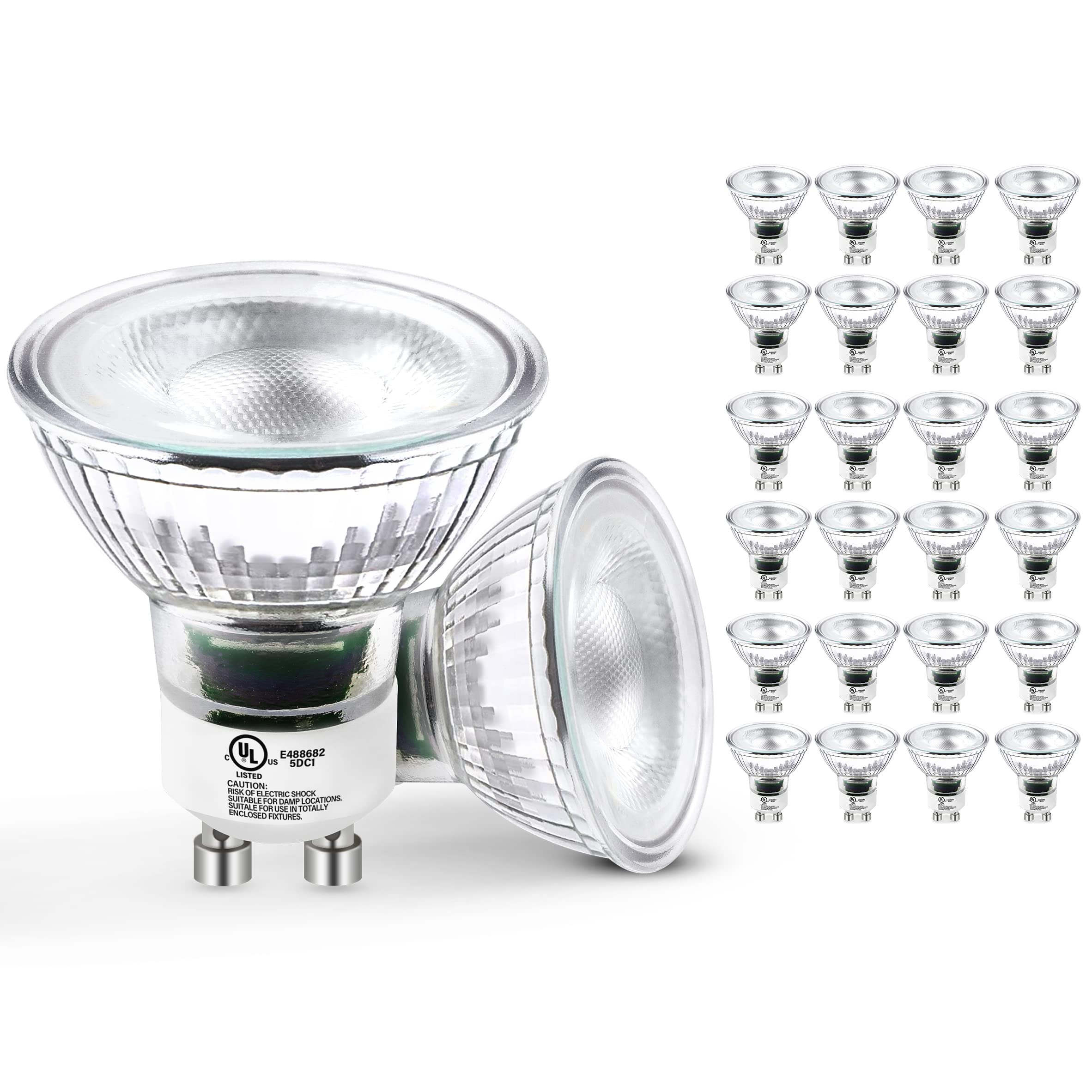 Mastery Mart Gu10 Led Bulbs Dimmable, Mr16 50 Watt Halogen Equivalent, 5000K Daylight White, 5.5W Flood Light Bulbs 400Lm 40 Bea