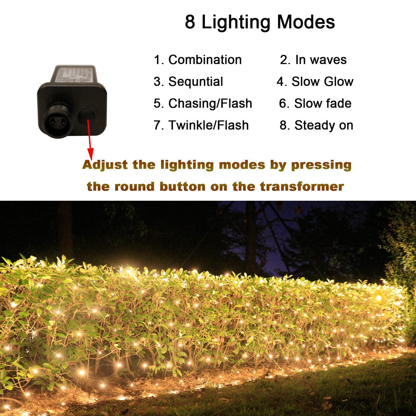 300Led Net Lights, 14.8Ft X 5Ft 8 Modes Connectable Christmas Outdoor String Mesh Lights, Waterproof Decorative Fairy Lights Plu