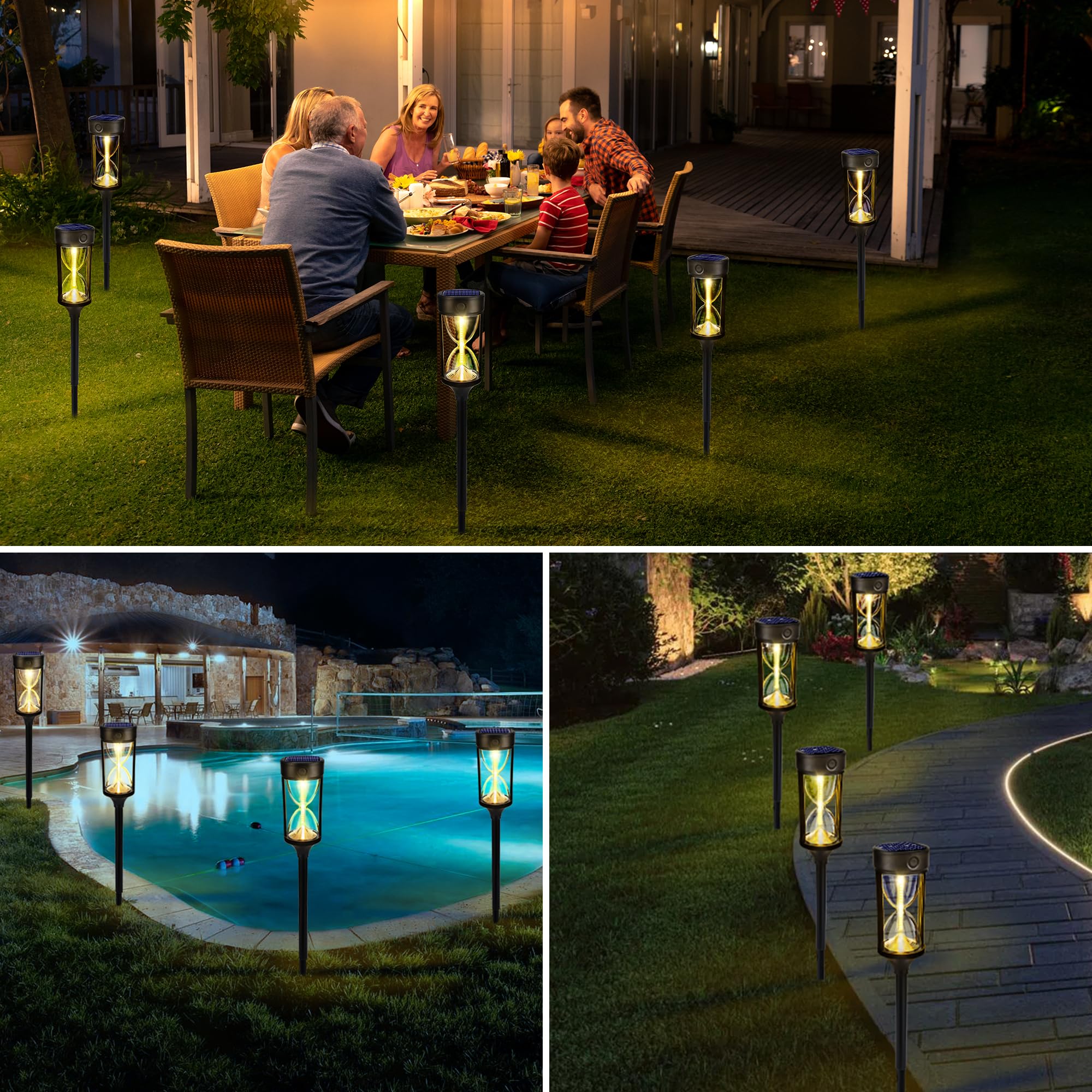 Toodour Solar Pathway Lights - 4 Pack, Waterproof, Warm White, Model TD-SSLDC-V-4, Auto On/Off for Yard, Garden, Patio, Walkway Decor