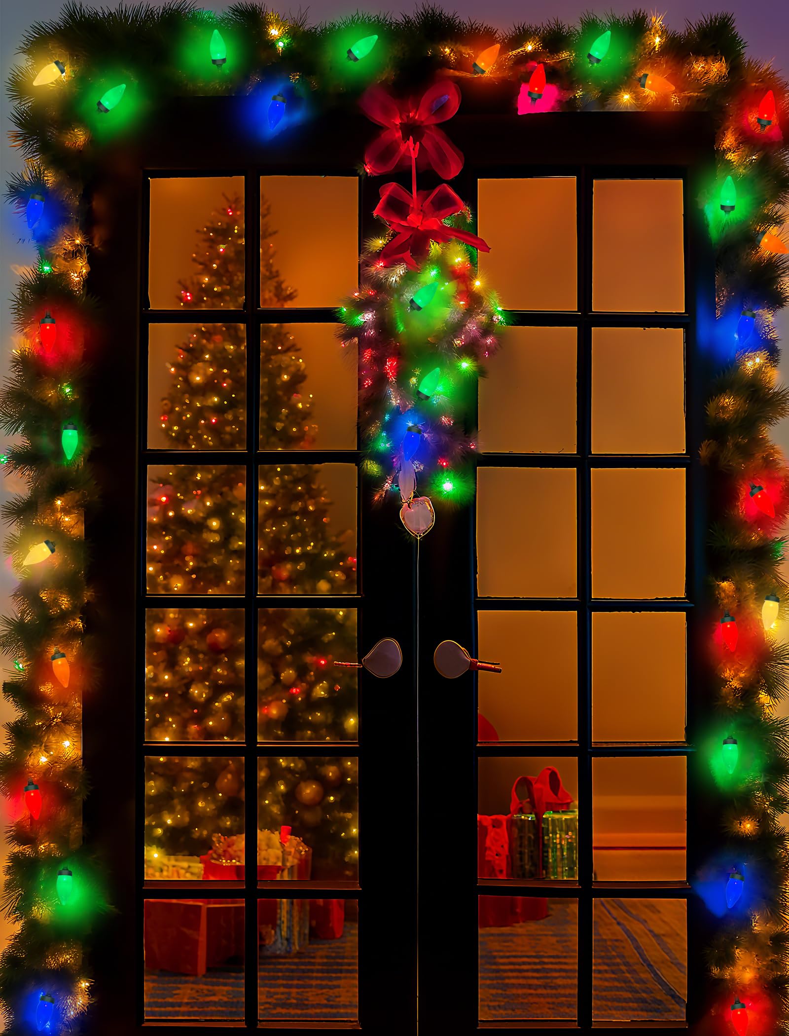 Romasaty C7 Led Christmas Lights  26Ft C7 Vintage Christmas Lights With 50 Multicolor Led Bulbs  Colorful Outdoor String Lights For Xmas Tree Home Party Garden Yard Patio Decorations