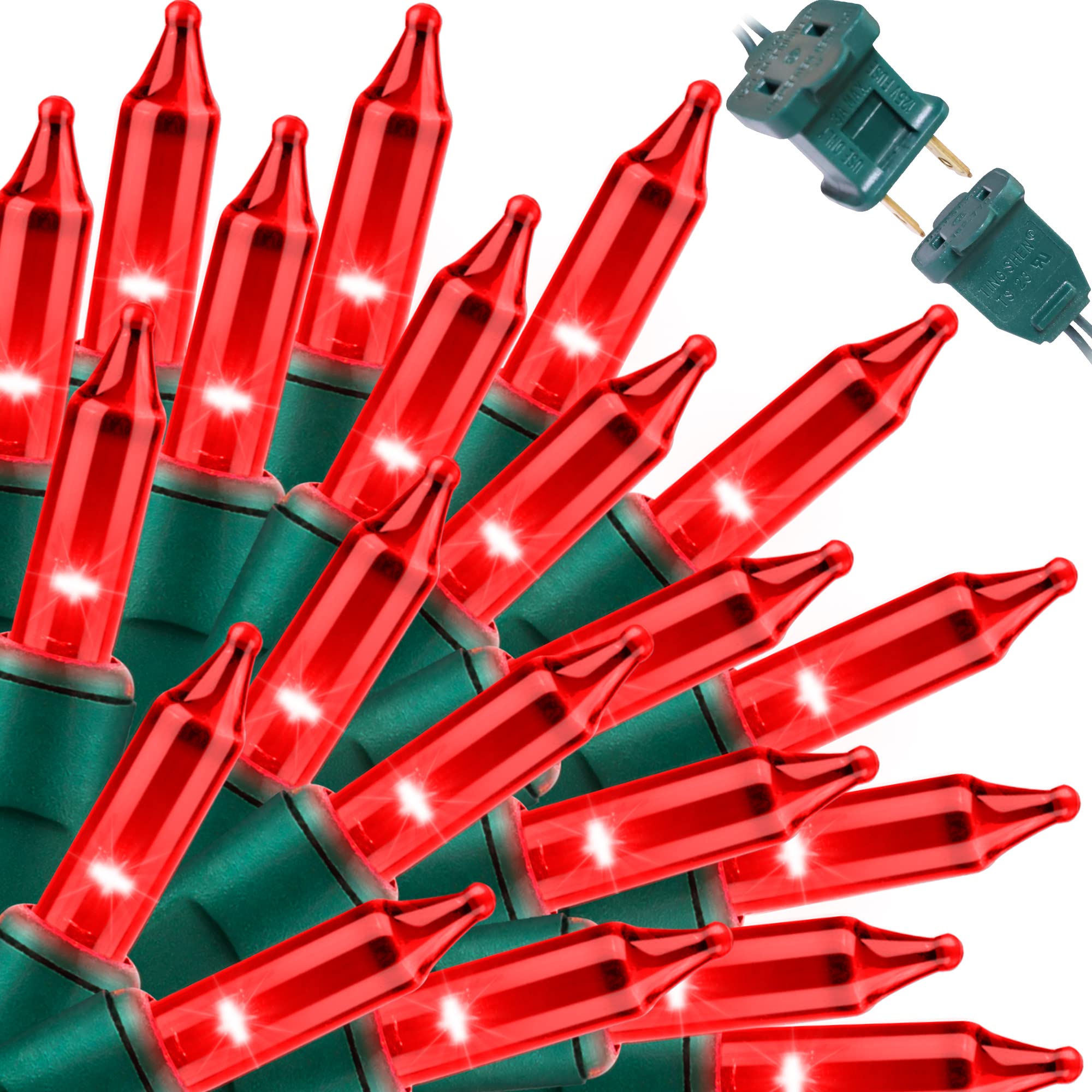 Lamphome Super-Bright Extendable Red Christmas Lights Decoration 100Lights 19.6Ft Ul Certified Mini Bulb String Lights Set For Outdoor Christmas Tree Garden Holiday Party Patio Wedding Garland Decor