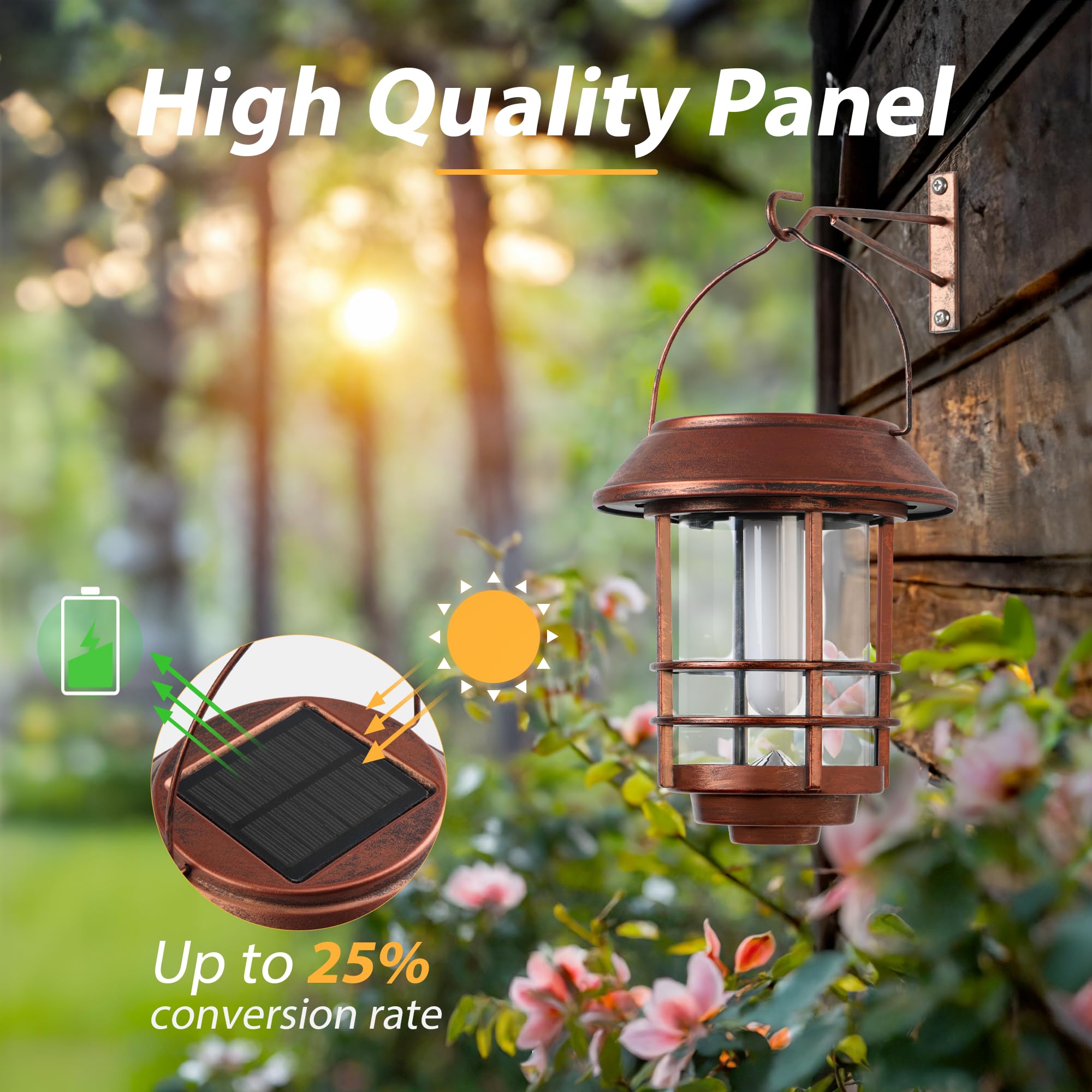 Otdair Solar Wall Lantern Outdoor, Flickering Flames Sconce Lights, Hanging Solar Lamps Wall Mount For Front Porch, Patio And Ya