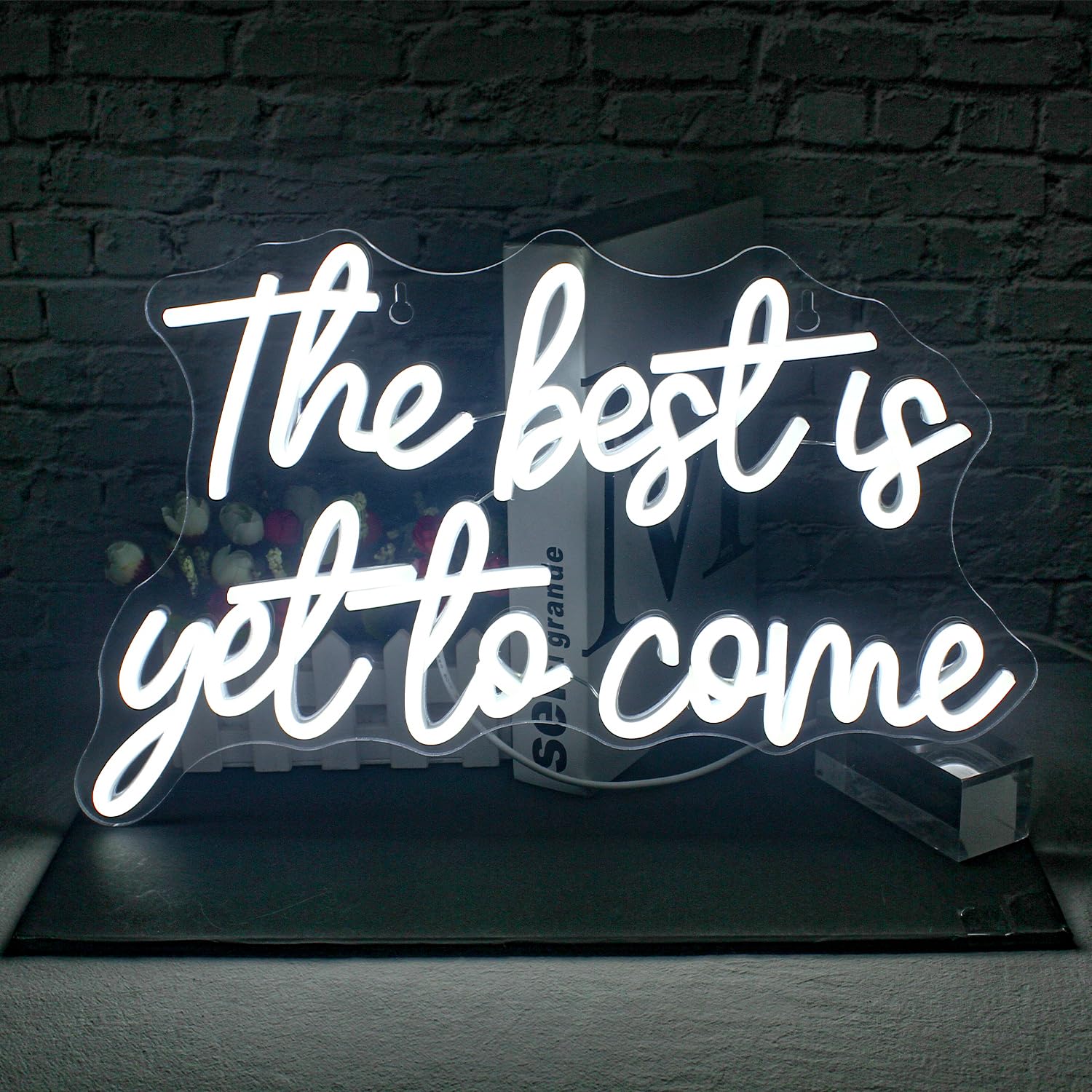 FAXFSIGN Neon Sign - The Best Is Yet to Come LED Wall Decor, 16.5in x 10.2in, Colorful, USB Light for Bedroom, Home, Bar, Parties