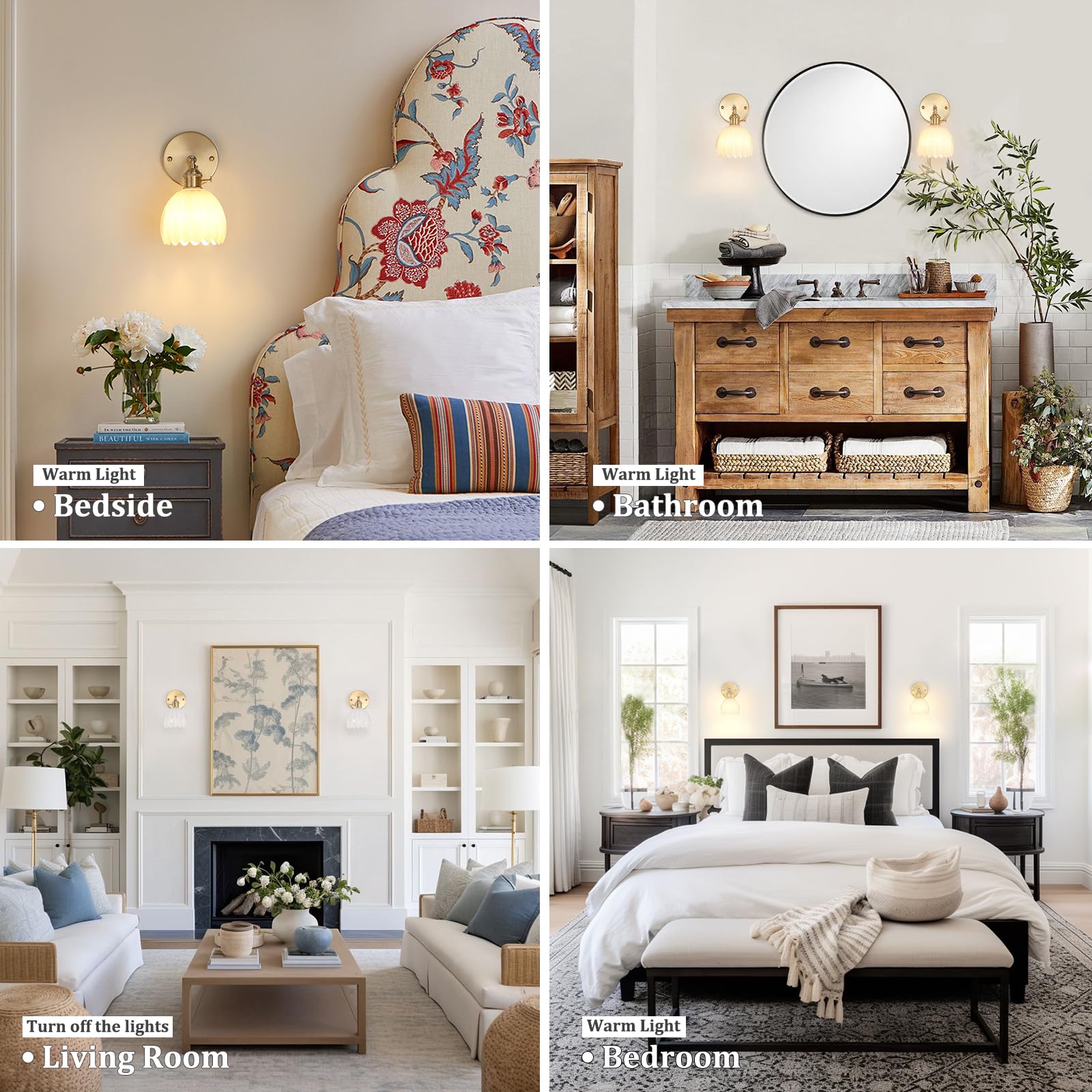 Shenmoyl Vintage Wall Sconces with White Tulip Glass Lampshade 180 Degree Adjustable Brass Sconces Hradwired Modern Wall Lightin