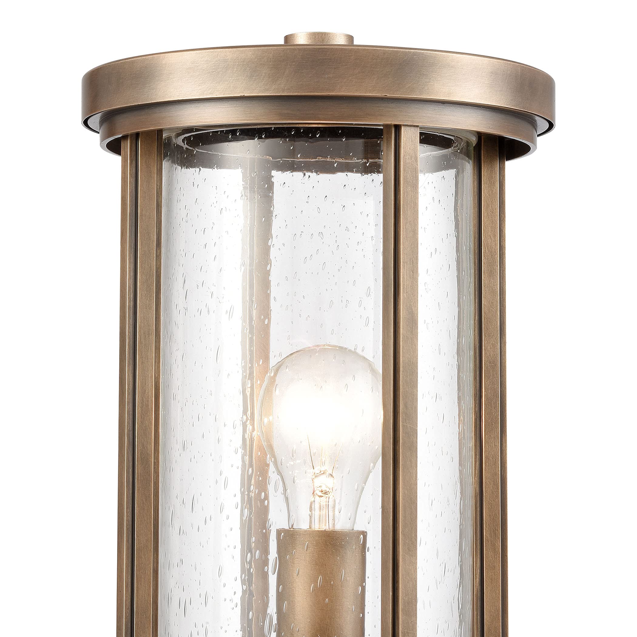 Elk Home Brison Vintage Brass Post Light With Clear Seeded Glass, 1-Light, Transitional Style