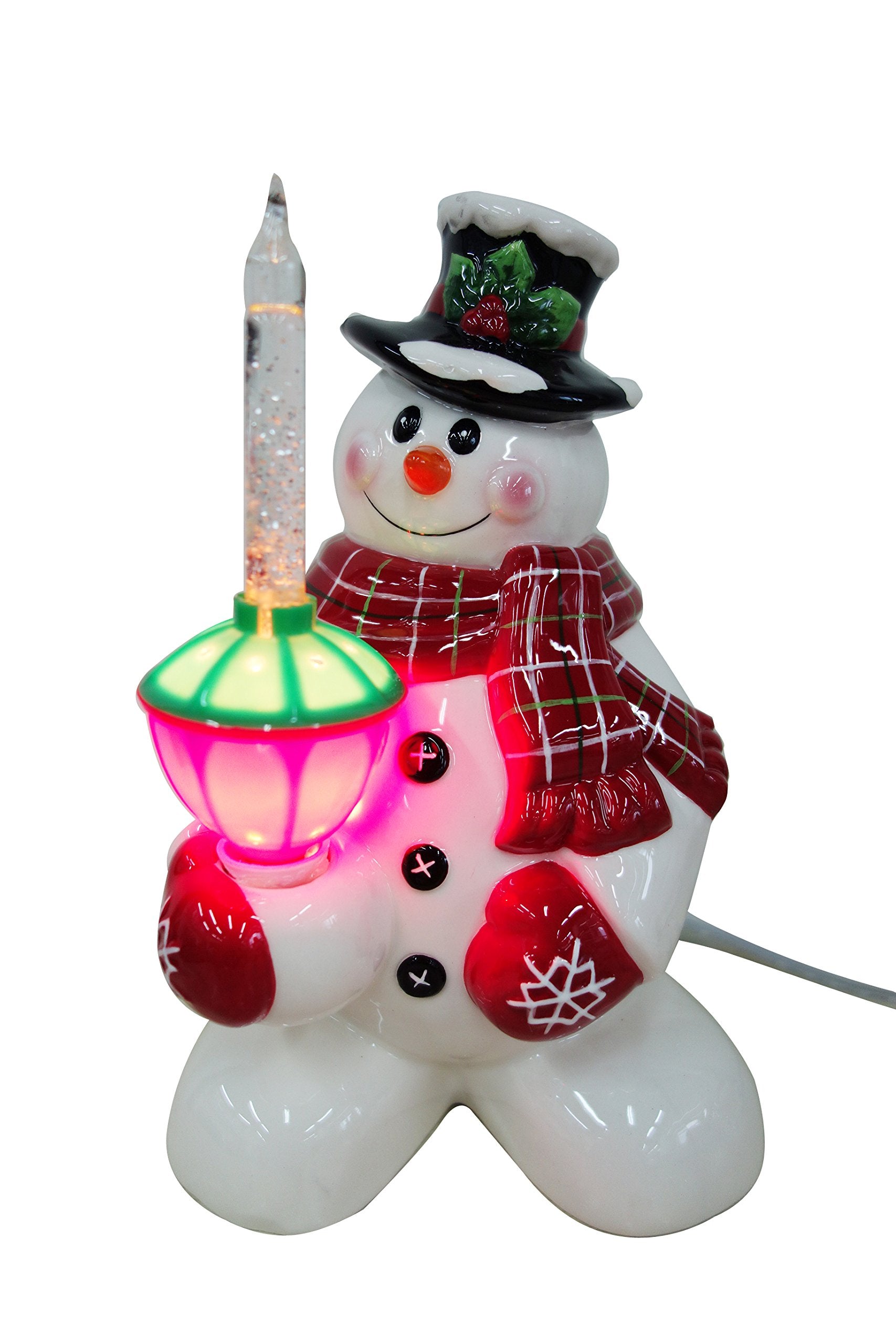 ReLIVE Snowman Night Light - Glitter Bubble Light, Ceramic, Red, Model 66150-C