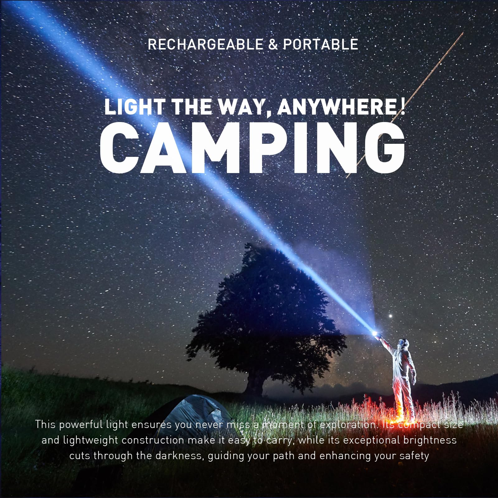 Goodsmann Spotlight Rechargeable Led Spot Light Flashlight 2000 Lumen Waterproof Handheld Lights Portable Spotlight Rechargeable With Emergency Whistle 89203-01A