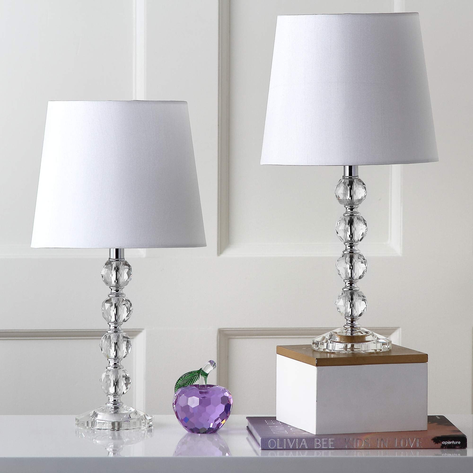 Safavieh Nola Modern Glam Table Lamp Set of 2, 16-Inch, Clear/White Crystal, Model LIT4123C-SET2, LED Bulbs Included