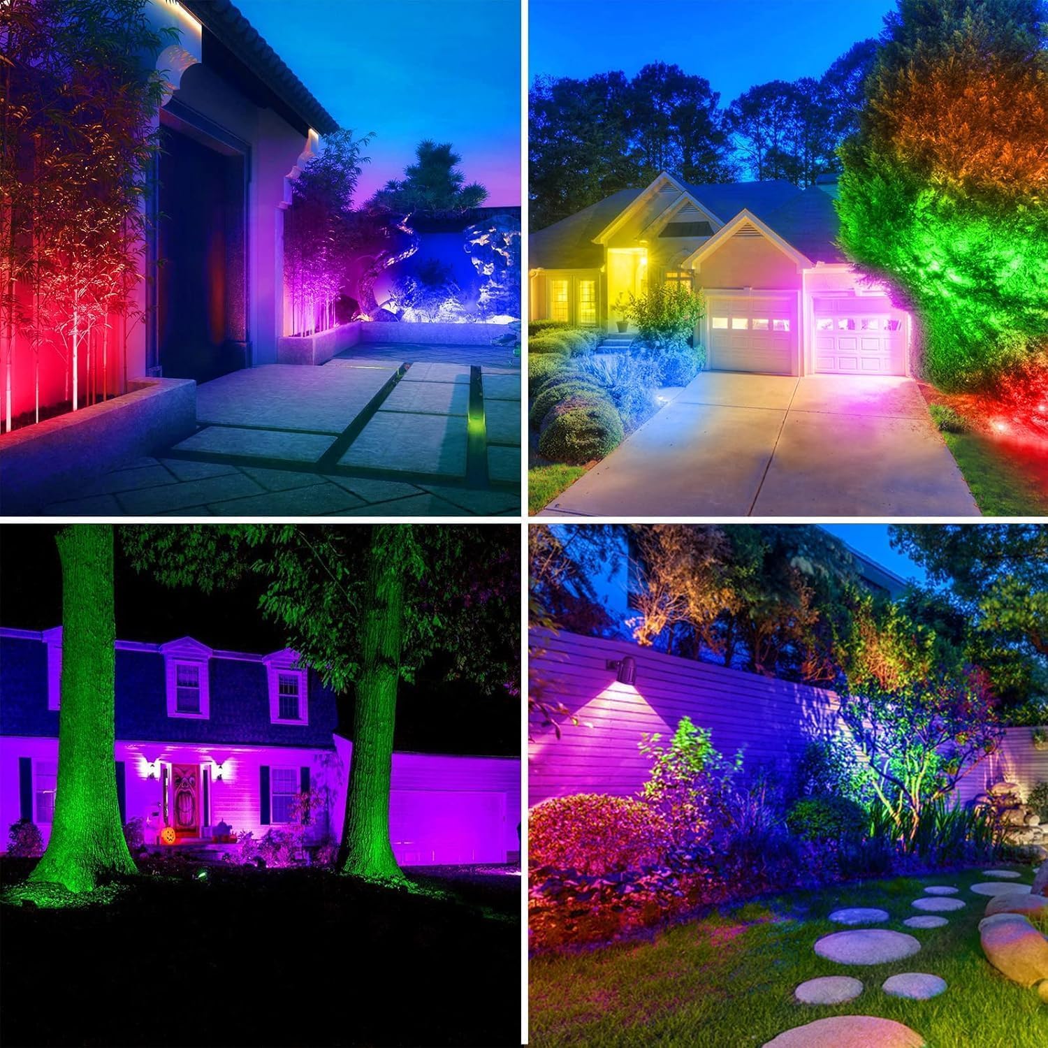 Meikee 7W Rgb Low Voltage Landscape Lights Led Color Changing Landscape Lighting Ip66 Waterproof Outdoor Spotlights Rgb Christmas Halloween Lights For Garden Path Yard With Remote 12 Packs