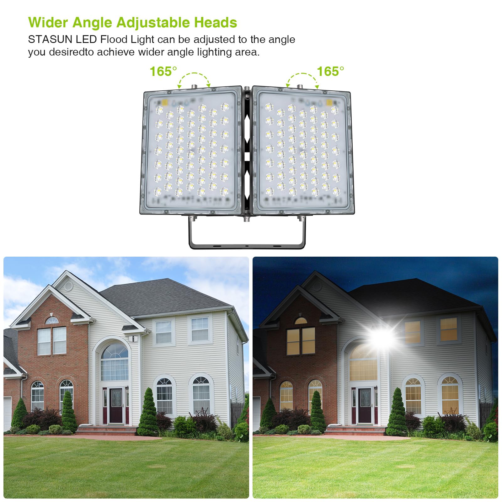 Stasun 200W Led Flood Light - 20,000 Lumens, Ip66 Waterproof, 6000K Daylight,